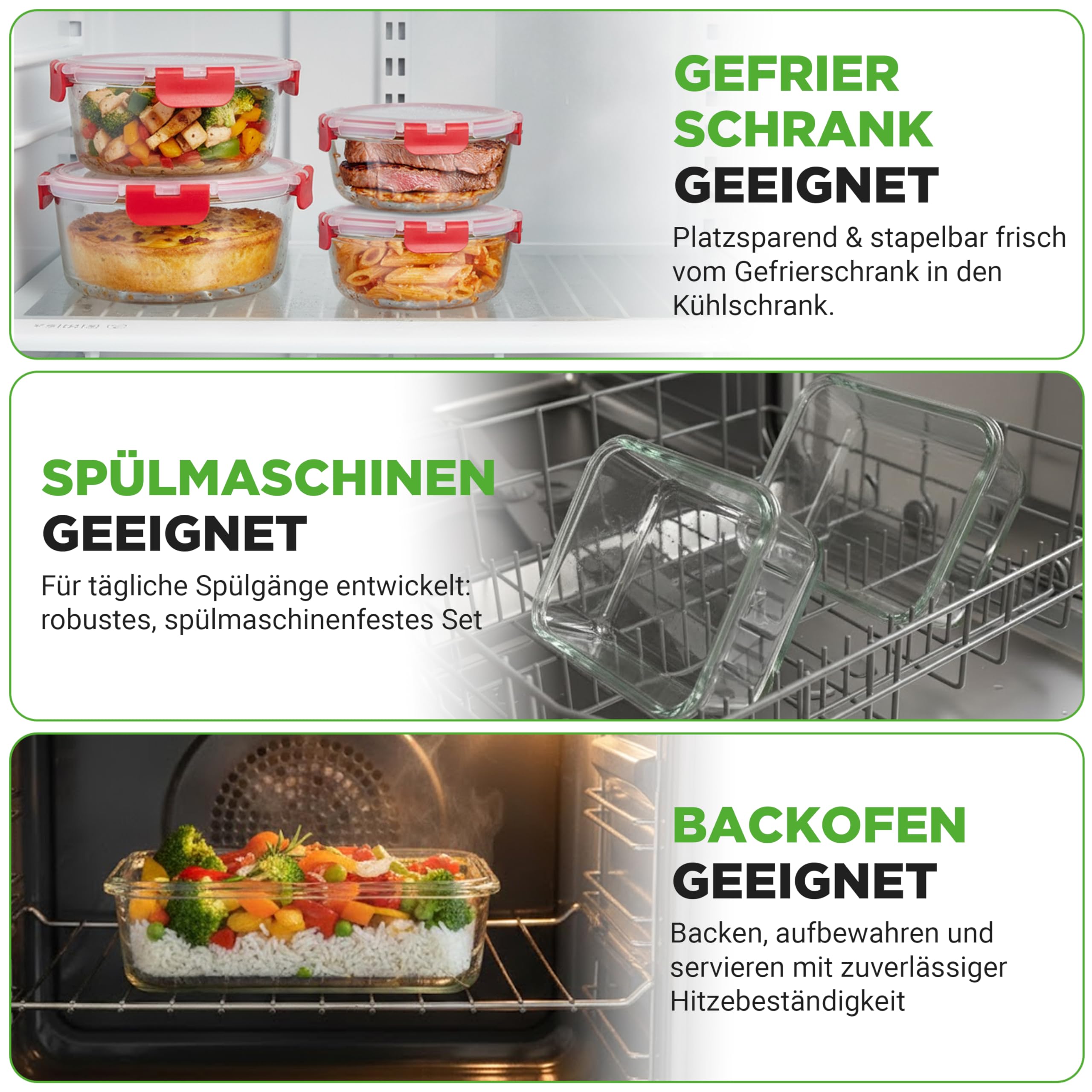 NutriChef Vorratsdosen Glas Set Rot – 12 Glasbehälter mit Deckel Luftdicht Meal Prep Boxen Aufbewahrungsbox Borosilikatglas Stapelbar
