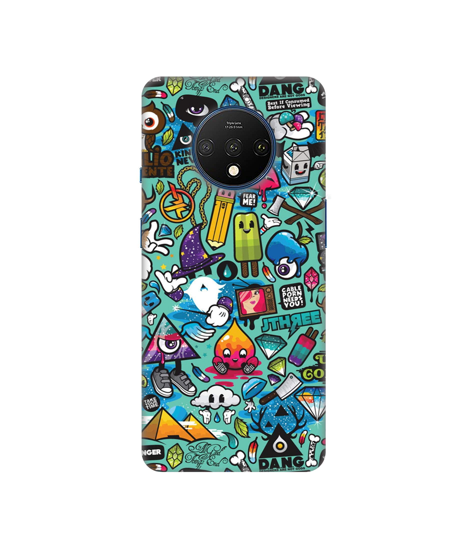Casotec Plastic Crazy Design 3D Printed Hard Back Case Cover for OnePlus 7T, Multicolor