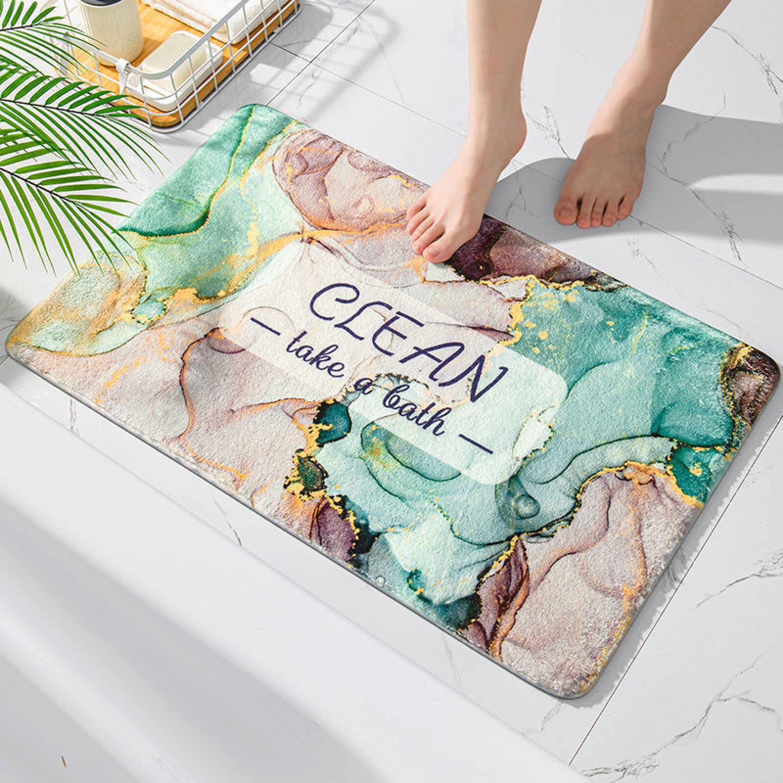 Paillasson Entree Exterieur Marbre Coloré Tapis Paillasson d Entree Interieur Tapis de Bain Antidérapant Paillasson Lavable en Machine Paillasson Extérieur Absorbant Tapis Entree(90x150cm)