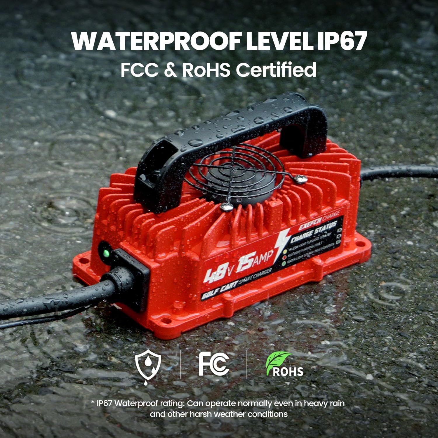 48 Volt 15 Amp Golf Cart Charger with 3-Pin Round Plug for Club Car Precedent & DS Series Only for Lead Acid Battery - Image 4