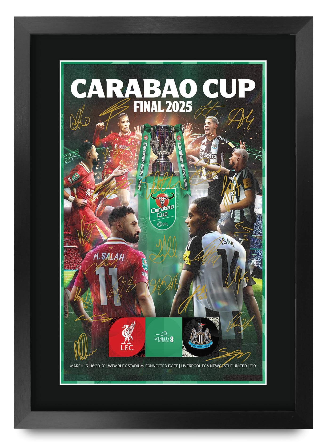 HWC Trading Magpies Programme Caraboa Cup Winners 2025 Printed Memorabilia Signed Autograph Poster for Football Fans and Supporters - A3 Framed — image 1