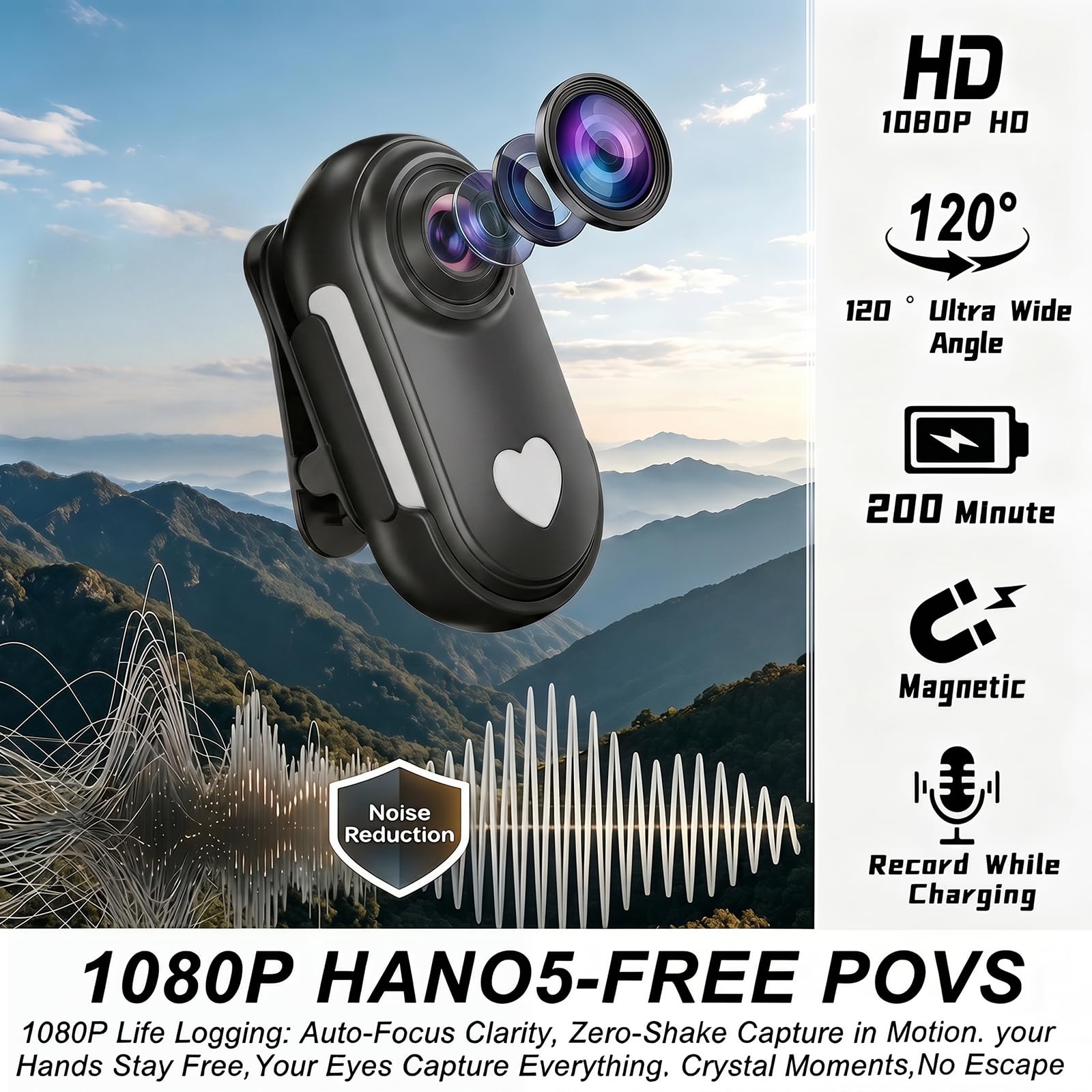 Action Cam, 130° WiFi Action Kamera, HD 1080P Motorradhelmkamera, Magnet Fahrradvideokamera, wasserdichte Sport Actionkamera mit Diversem Zubehör für Reiten und Spaziergänge mit Haustieren