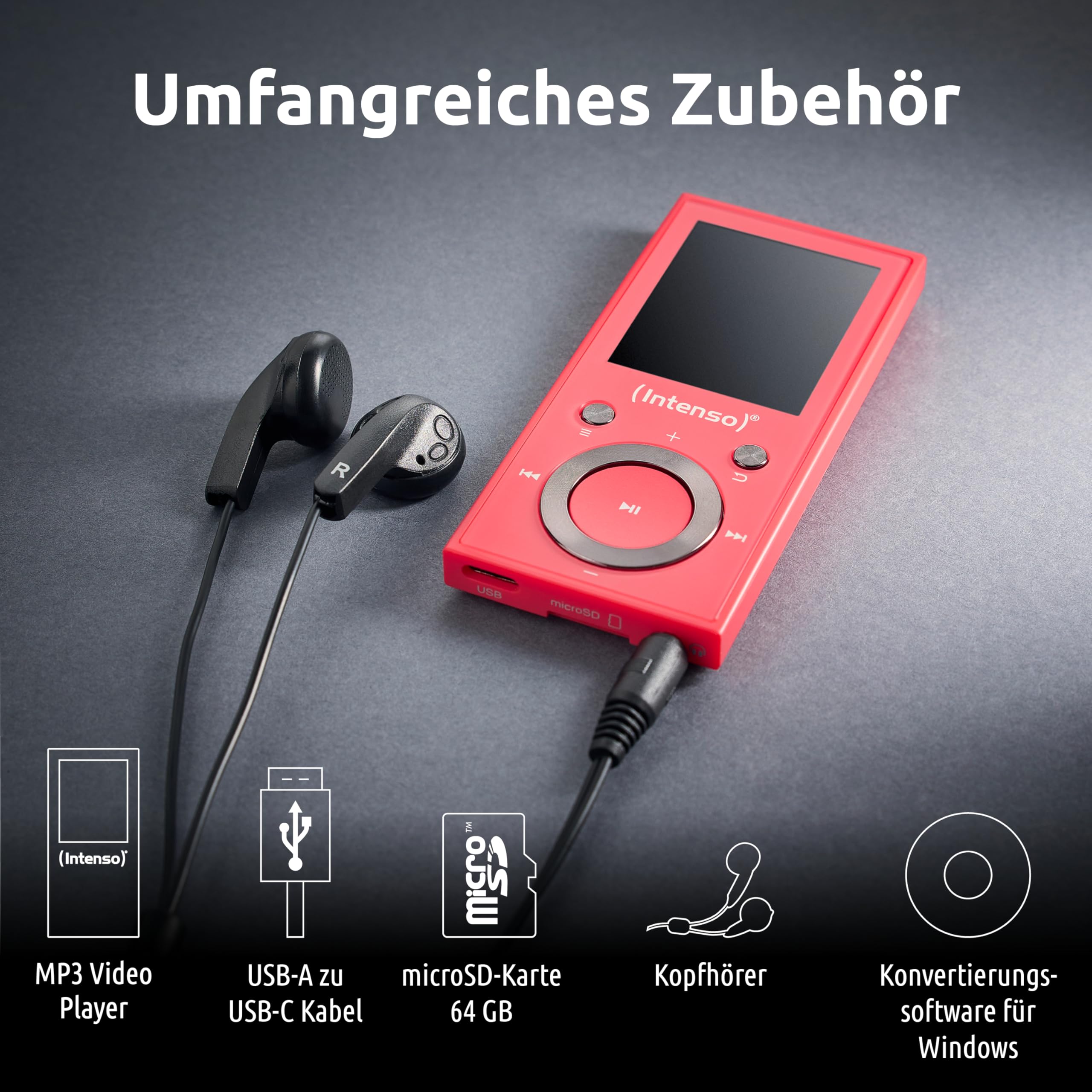 Intenso Odtwarzacz MP3 Skuter wideo 1,8 cala Bluetooth Różowy