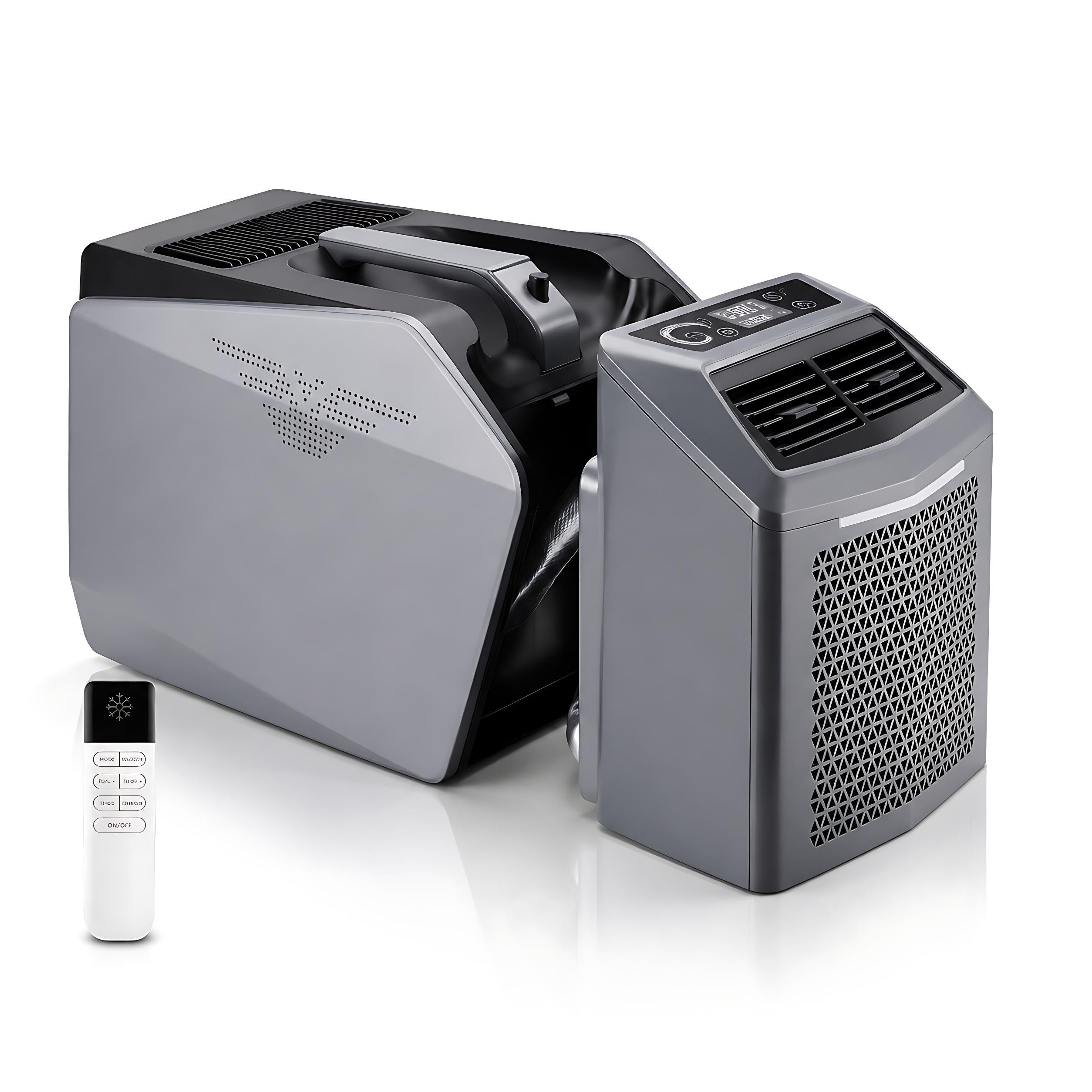 KPOUYYDS Portable Air Conditioner for Tent, RV Window AC, 6200 BTU 550W, 48V DC/110V/220V AC, Compact 4-in-1 Windowless Air Conditioning Unit 12H Timer, for Camping Van Life Garage Workshop 110/220V