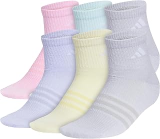 adidas Unisex Kid's Quarter Ankle Socks for Boys and Girls Youth (6-Pack) Superlite Breathable and Lightweight