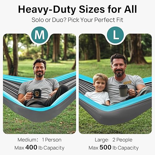 Miniatura 2 de Kootek - Hamaca de campamento doble e individual, hamacas portátiles, accesorios de campamento para exteriores e interiores, mochileros, viajes,