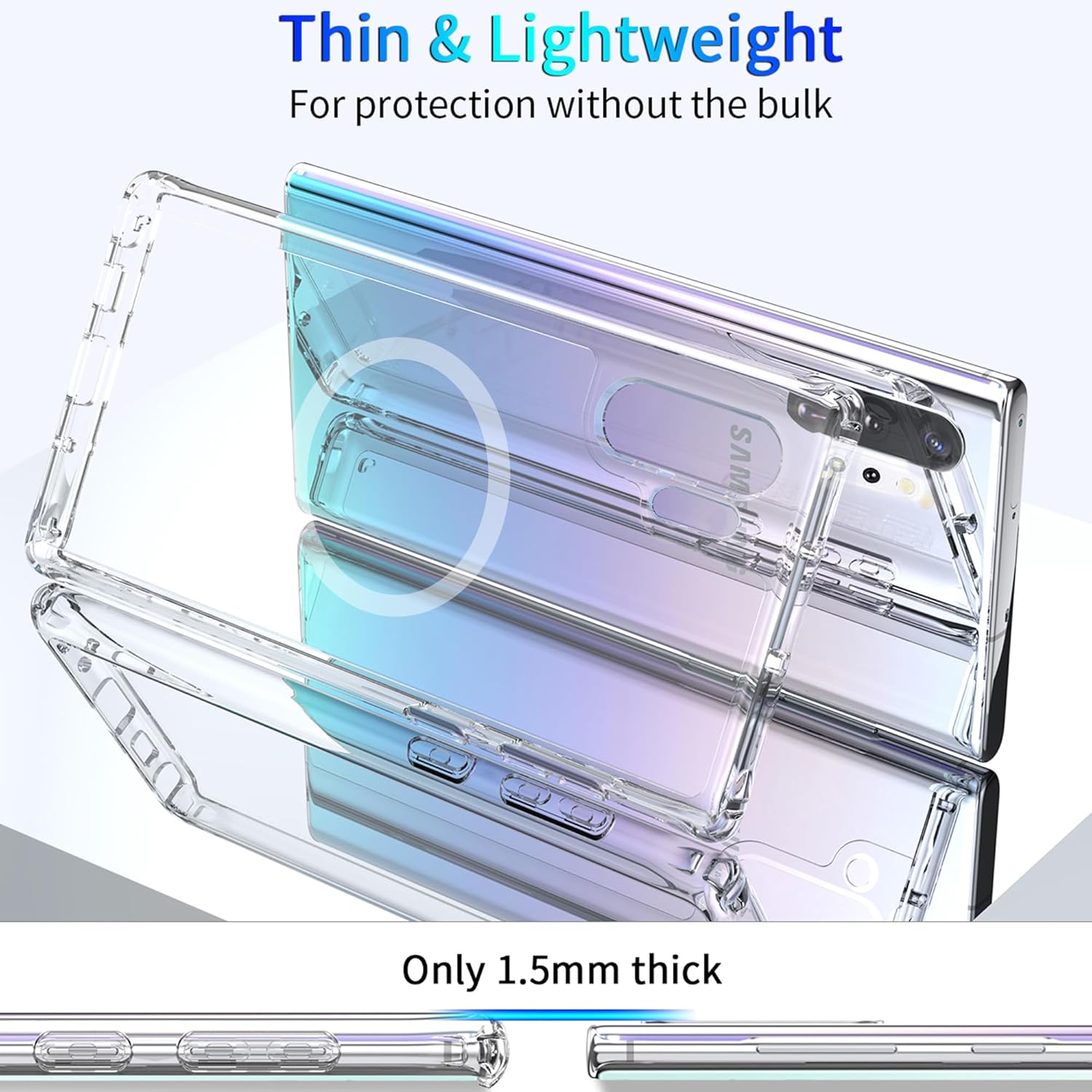 Clear Magnetic Phone Case for Samsung Galaxy Note 10 Plus, 6.8-Inch Compatible with MagSafe Crystal Transparent TPU PC Cover Shockproof Heavty Duty Protection Bumper Non-Yellowing Wireless Charging - Image 5