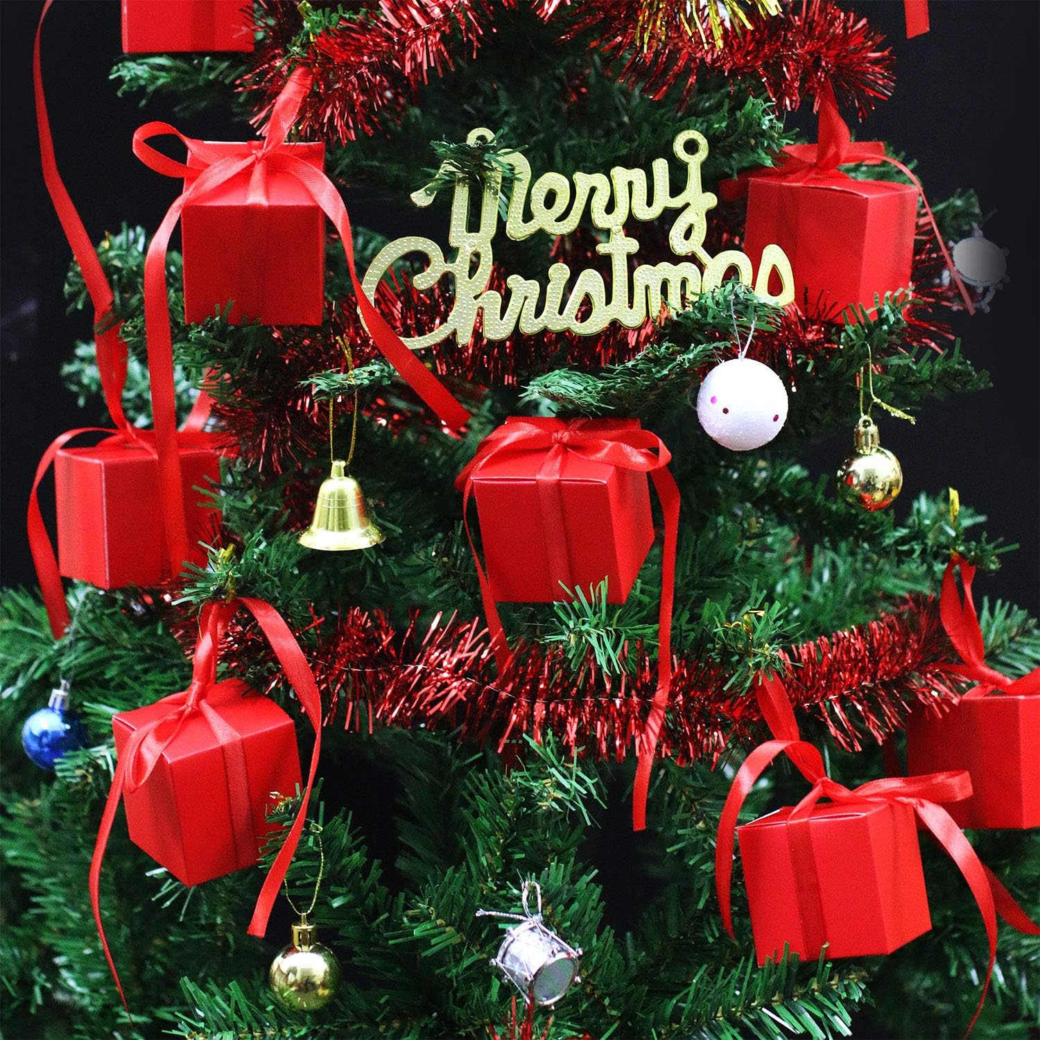 KPOSIYA 100 Pack Favor Boxes 2x2x2 inch Candy Boxes Red Gift Boxes with Ribbons for Wedding Baby Shower Decorations Birthday Party Supplies - Image 4