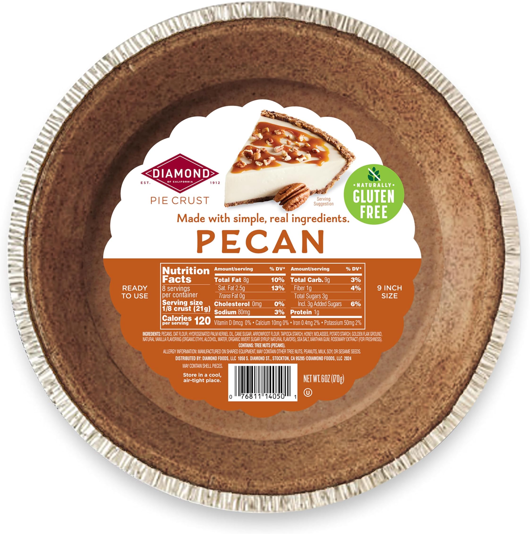Diamond of California Pecan Pie Crust, 6 Oz, 1 Unit