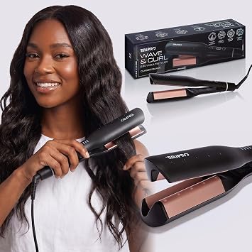 TIRI Wave & Curl 2-in-1 Hair Multistyler, Ceramic S-Plate, Black