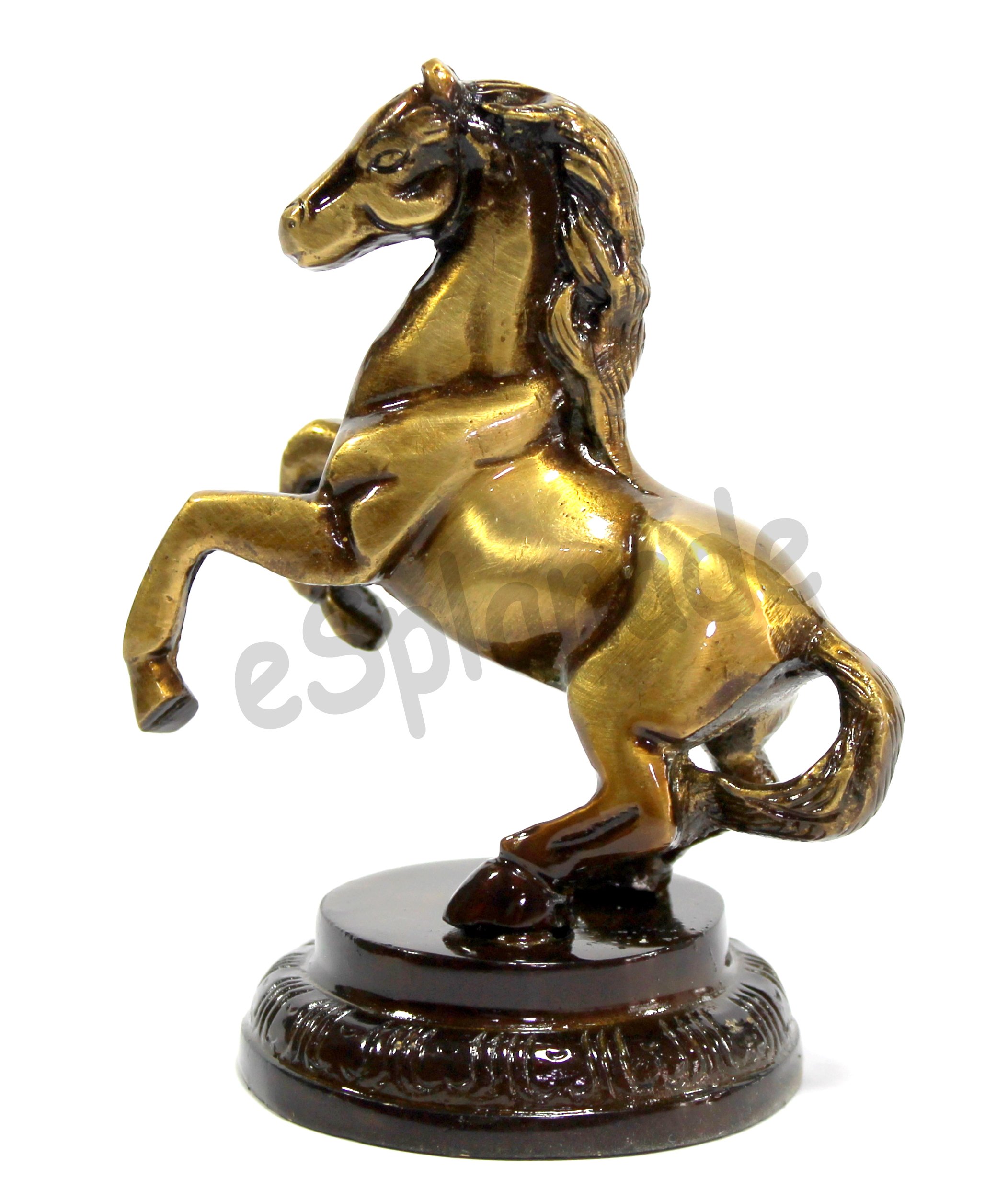 eSplanade Brass Standing Horse Rearing Horse Showpiece Centre Piece Figurine Sculpture - Decorative Items - Home Decor - Golden - 4.5