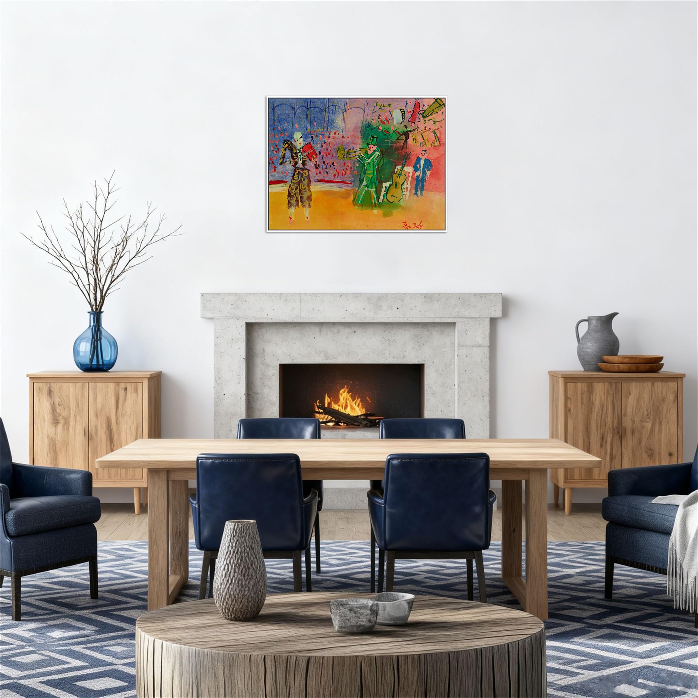 MUHJDYC Jean Dufy Famoso Stampe Arte Poster Riproduzione-Bianca Cornice Quadro su Tela-Quadri Moderni Soggiorno(clown musicali) 70x90cm