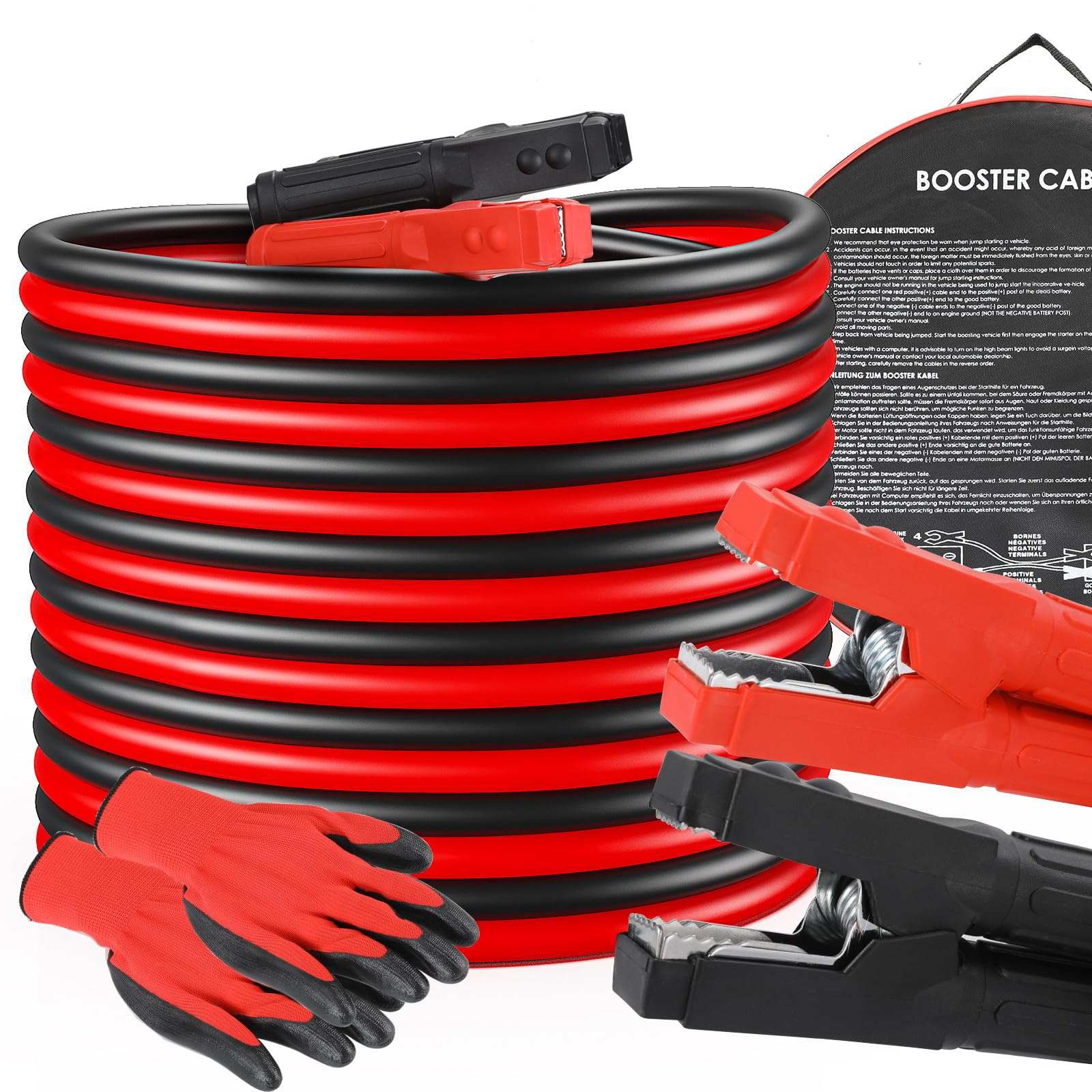 MAMIZO Cable de arranque de 6 m, 50 mm², 3000 A, 12 V/24 V, arranque rápido, con guantes de protección, para coches, camiones (6 m)