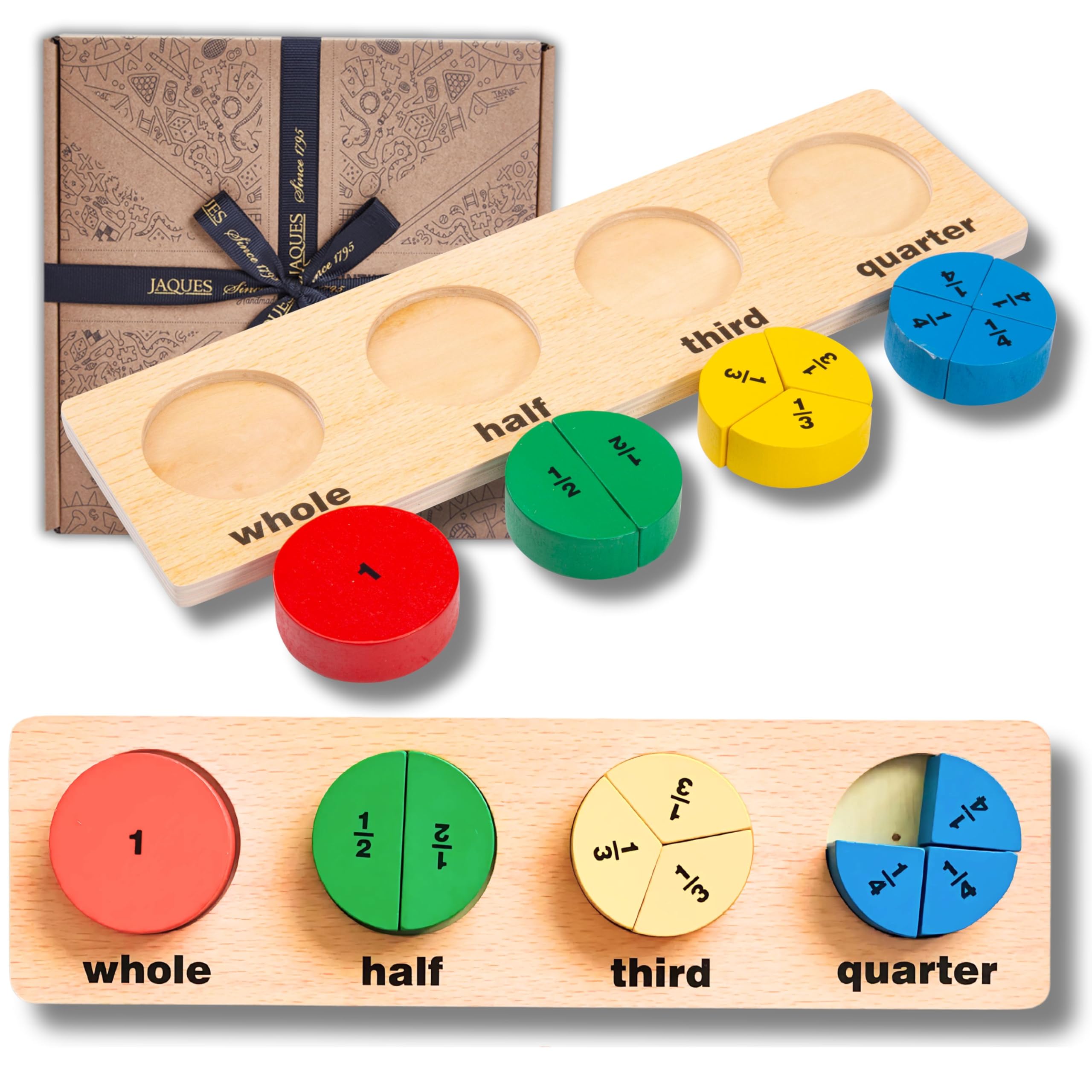 Jaques of London Fractions Learning Toys | Educational Wooden Puzzles | Fraction Resources for Children | Wooden Toys | Since 1795