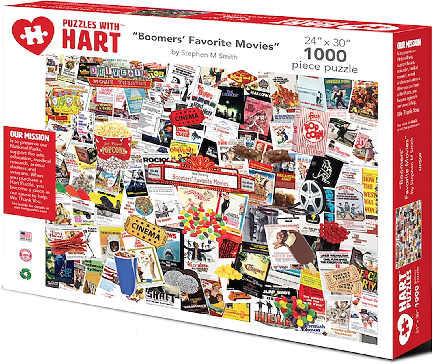Boomers' Favorite Movies by Steve Smith, 24" x 30", 1000 Piece Puzzle, Multi