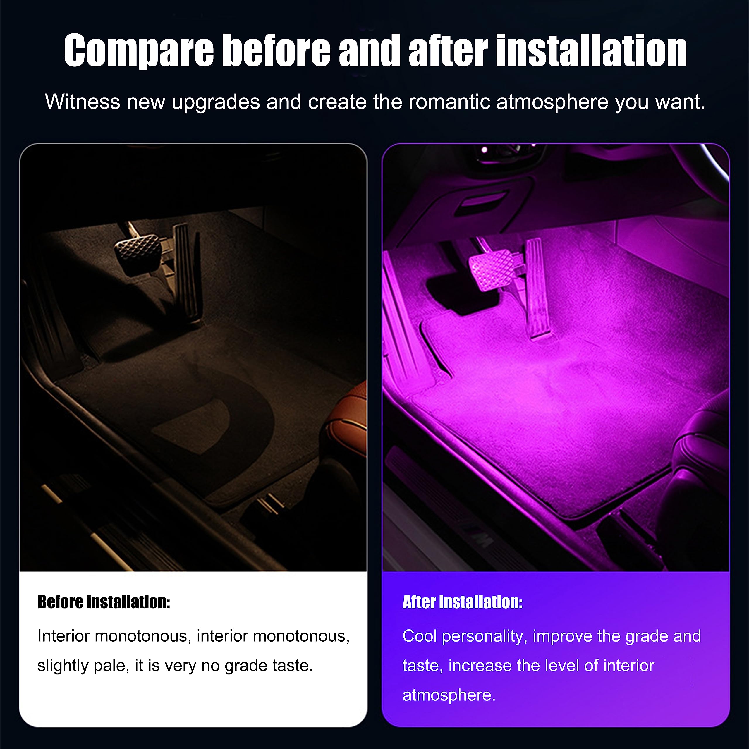 TABEN Omgevingslicht APP Controle Auto Sfeer Licht Lamp Zacht DIY Refit 6m Glasvezel Band 64 Kleuren Interieur Voetenruimteverlichting Decoratief Licht 1W DC 12V-24V