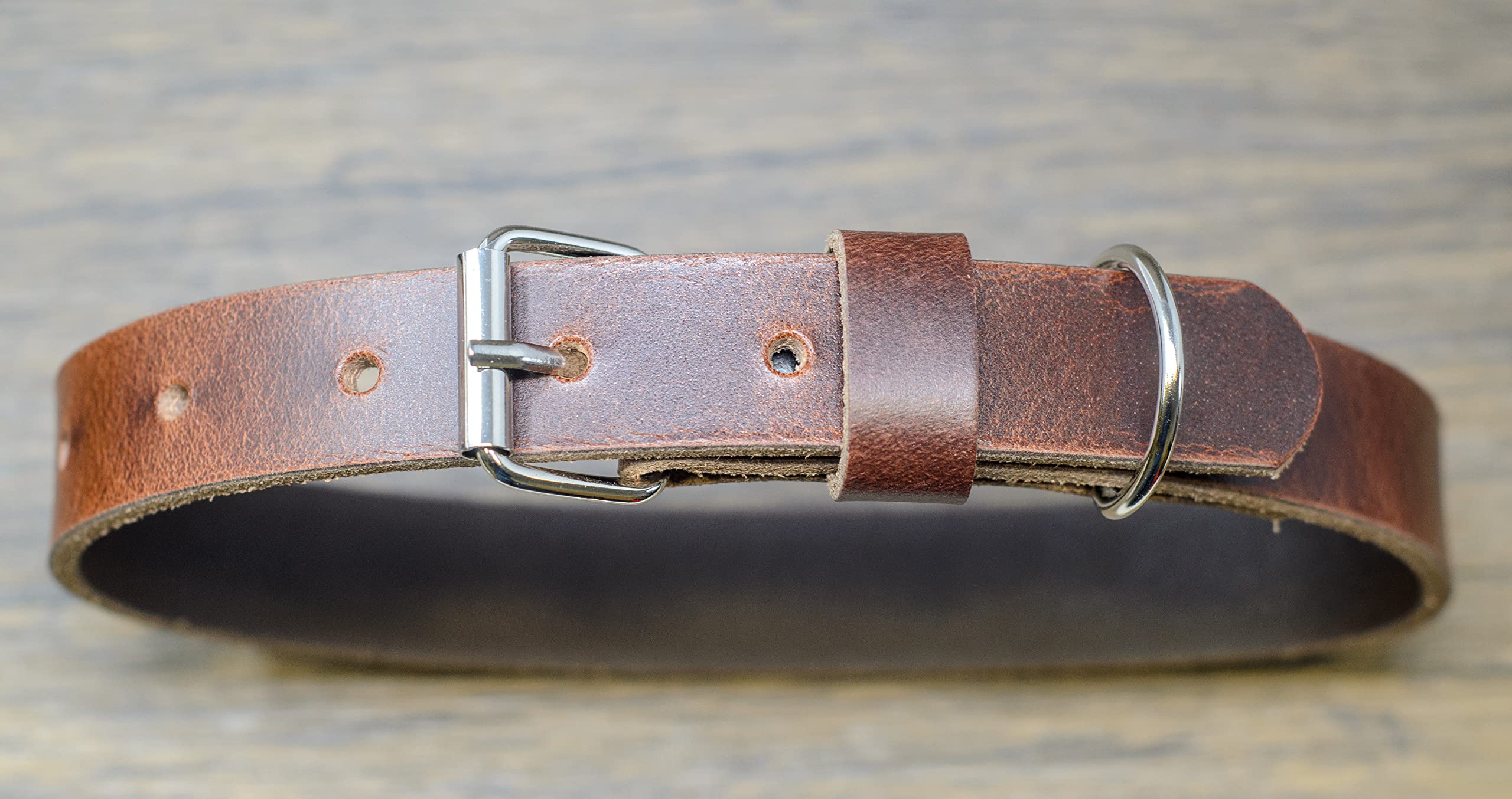 Ashford Ridge Made in England Real Leather Dog Collar - Antique Medium, Medium (38cm - 48cm) - Image 2