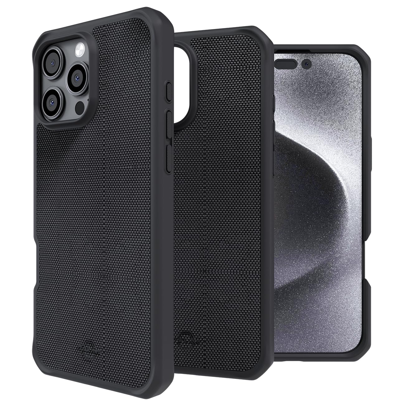 ITSKINS Ballistic R // Nylon Ultra Hybrid Magnetic Phone Case for iPhone 16 Pro Max, Compatible with MagSafe, Slim Protective Military Shockproof Cover Phone Case - Black