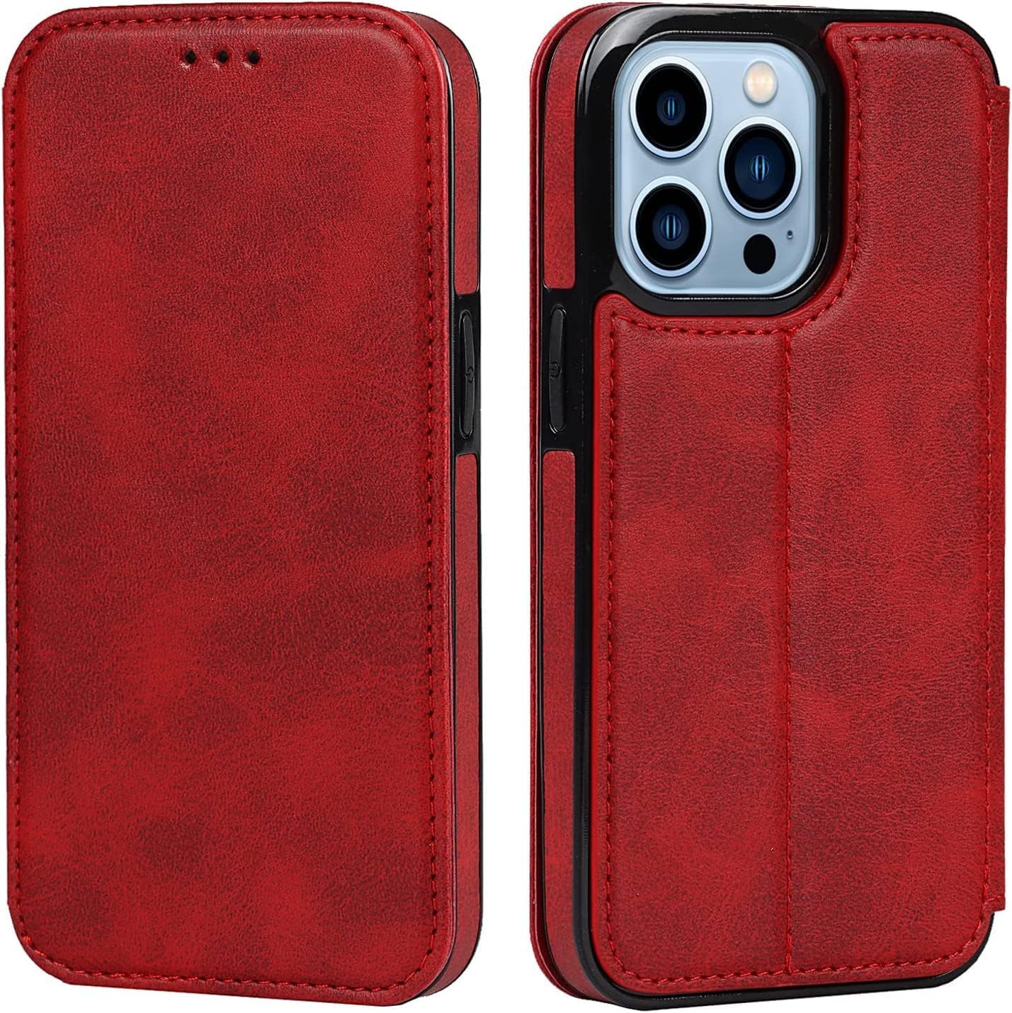 Wallet Case for iPhone 14 Pro Max, PU Leather Folio Flip Phone Case with Credit Card Holder Kickstand TPU Shockproof Interior Cover for iPhone 14 Pro Max (Color : Brown2)