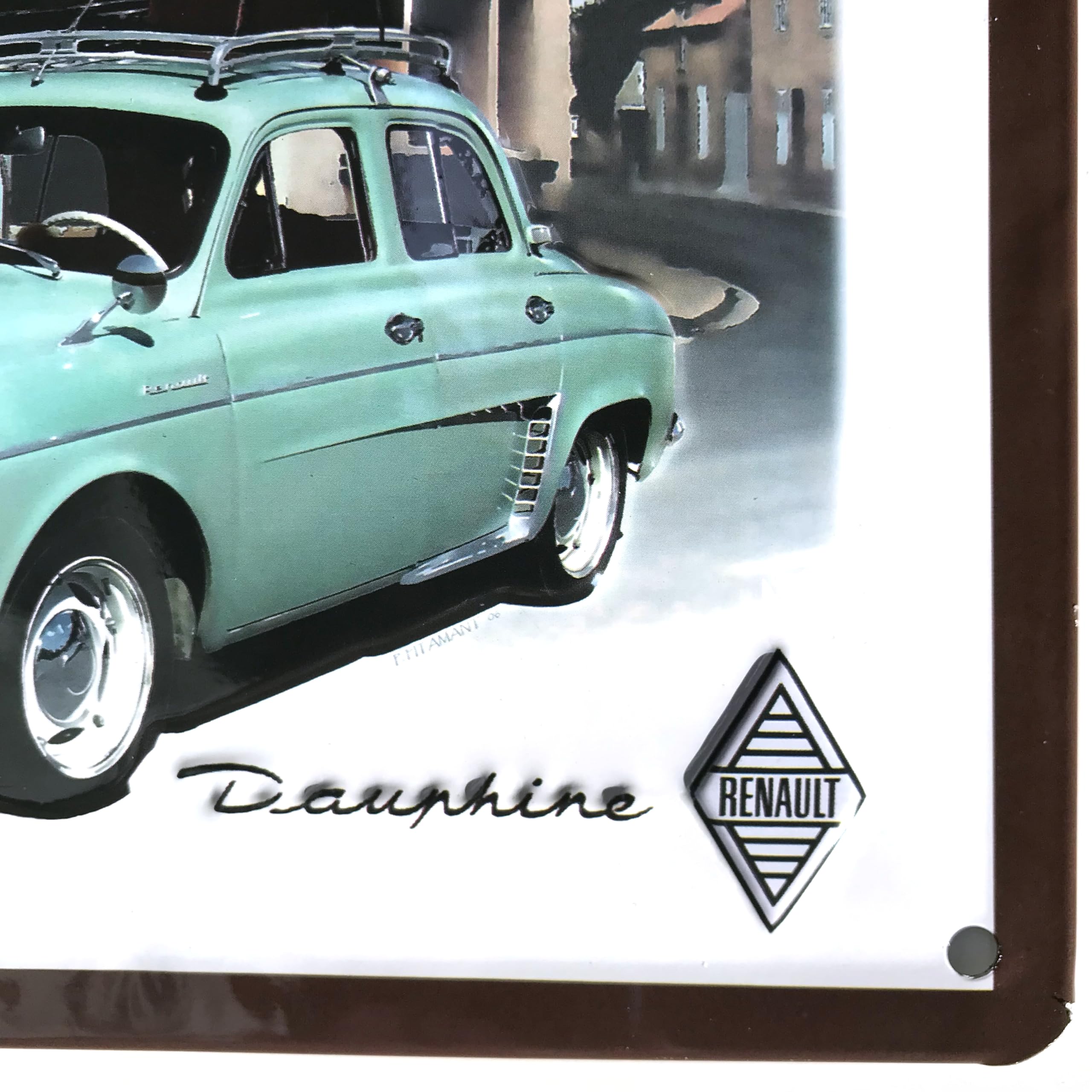 I&S/Les collections rétro Tłoczona metalowa tabliczka 30 x 20 cm Renault Renault Dauphine Garaż Produkt na oficjalnej licencji i/lub ekskluzywny design