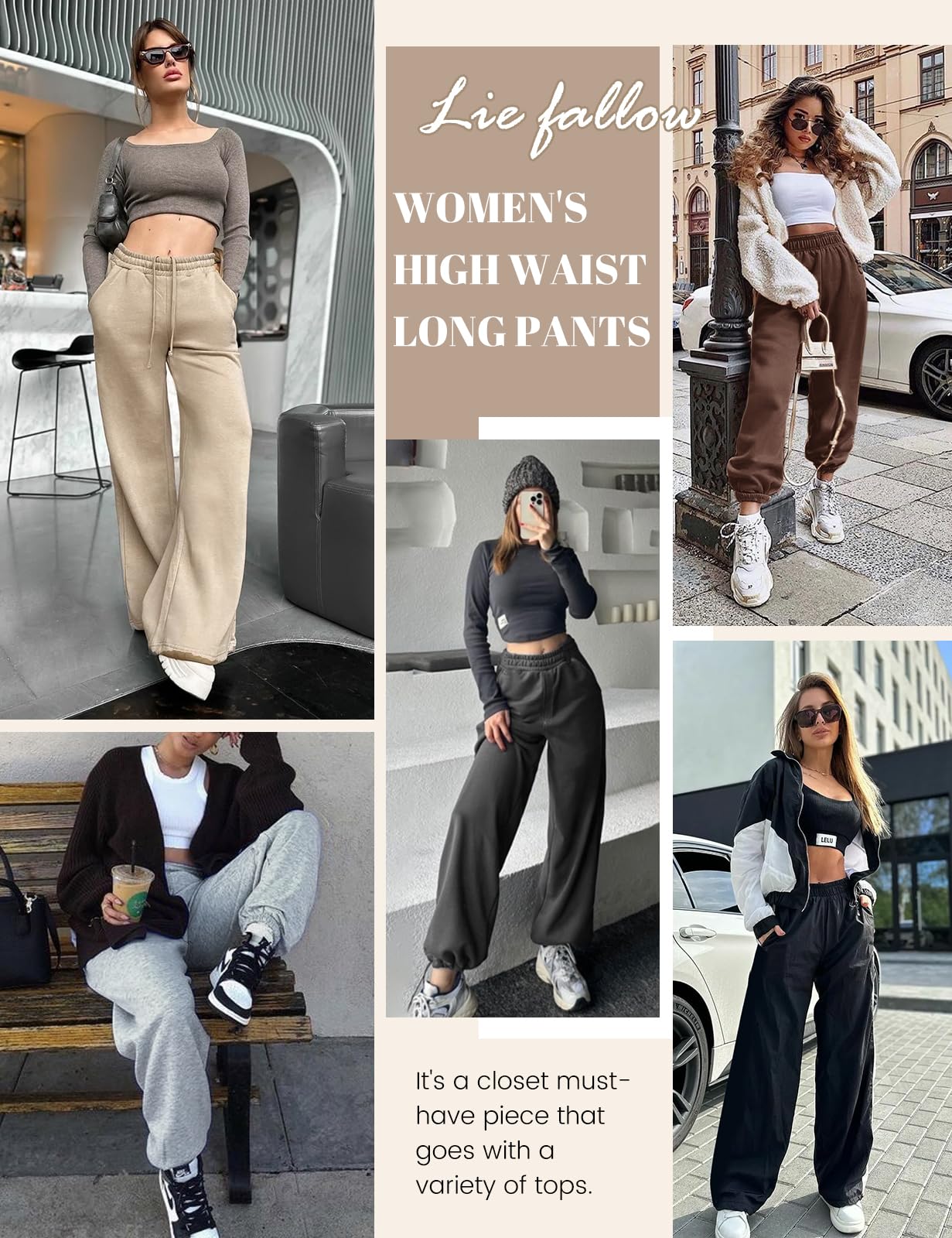 Voqeen Pantaloni Donna Invernali Casual Elastic Baggy Pantaloni Donna Larghi Y2K Pantaloni Sportivi con Tasche