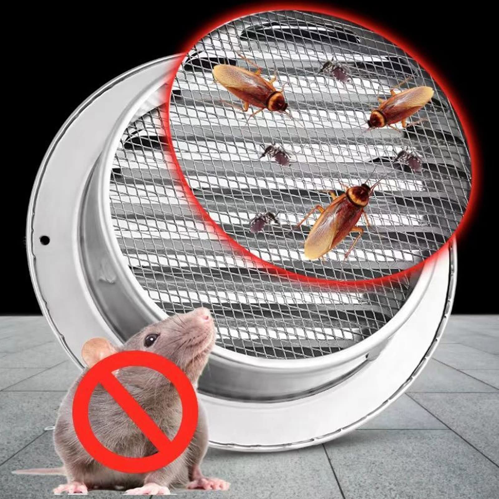 Respiraderos Tapa ​Cocina, Redonda Rejilla De Ventilación De Acero Inoxidable Con Malla De Pantalla, Protección Contra El Viento Y La Lluvia Tapa De Ventilación, Para Baño Oficina ( Size : 250mm/9.8in