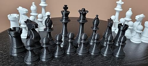 Miniatura 3 de Znet3D Ajedrez  Piezas de ajedrez Staunton tradicionales  Juego completo blanco y negro incluye extra Queen  (solo piezas) Tamaño King de 4 pulgadas