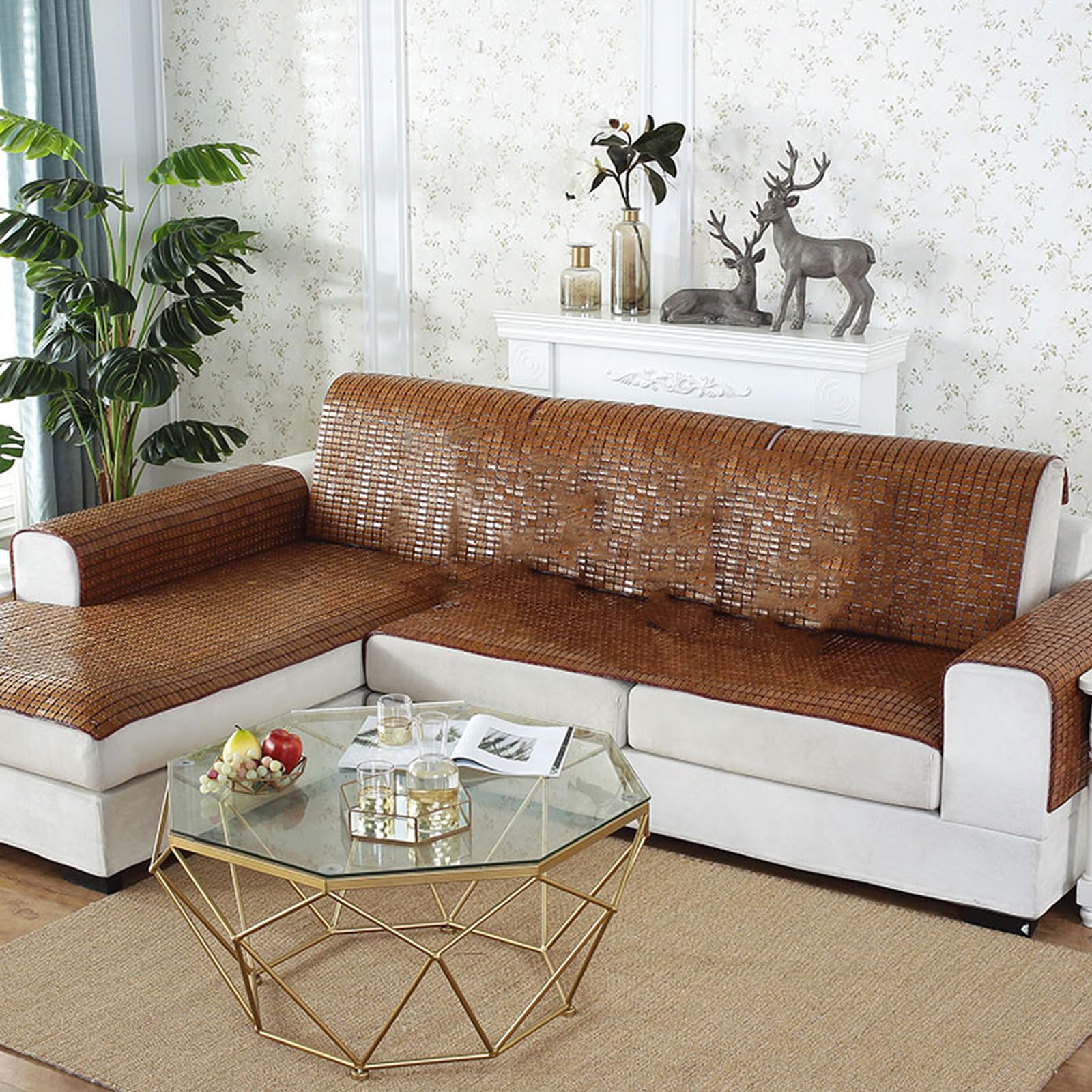 Bambus Sommer-schlafmatten,Bambusmatte Für Bett,Faltbare Bambus-kühlmatratze,Atmungsaktive Karbonisierte Mahjong Matte,für Schlafzimmer,Wohnzimmer,Sofa,Bett (60cm x 120cm)