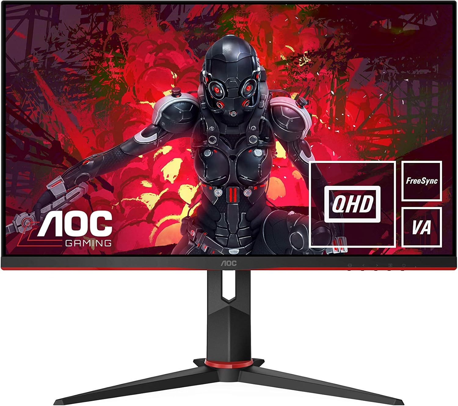 AOC Gaming Q27G2U 80 cm (27 Inch) monitor (QHD, HDMI, DisplayPort, Free-Sync, 1ms response time, 144 Hz, 2560×1440) black / red (Renewed)