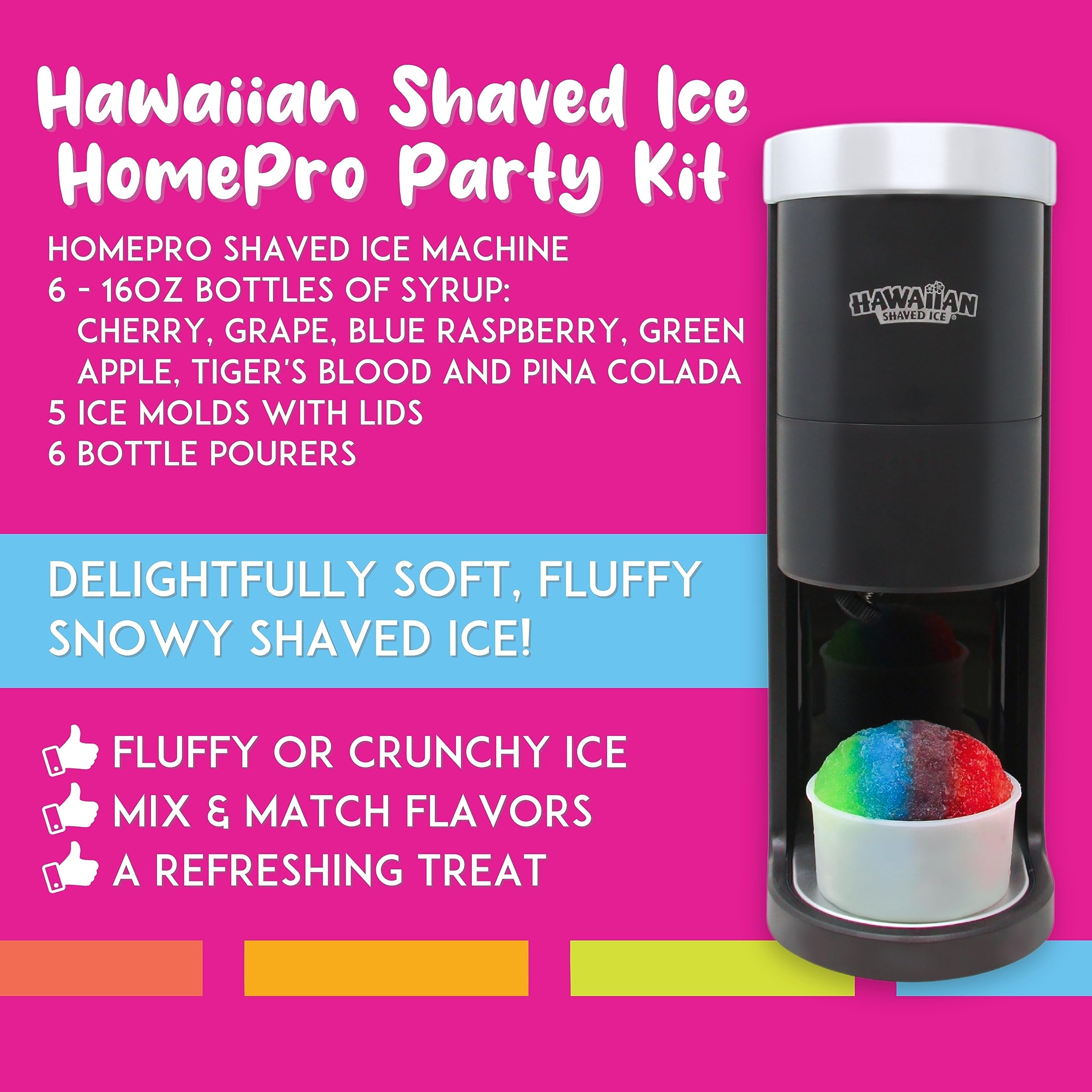 Hawaiian Shaved Ice HomePro Shaved Ice and Snow Cone Machine Kit, 6