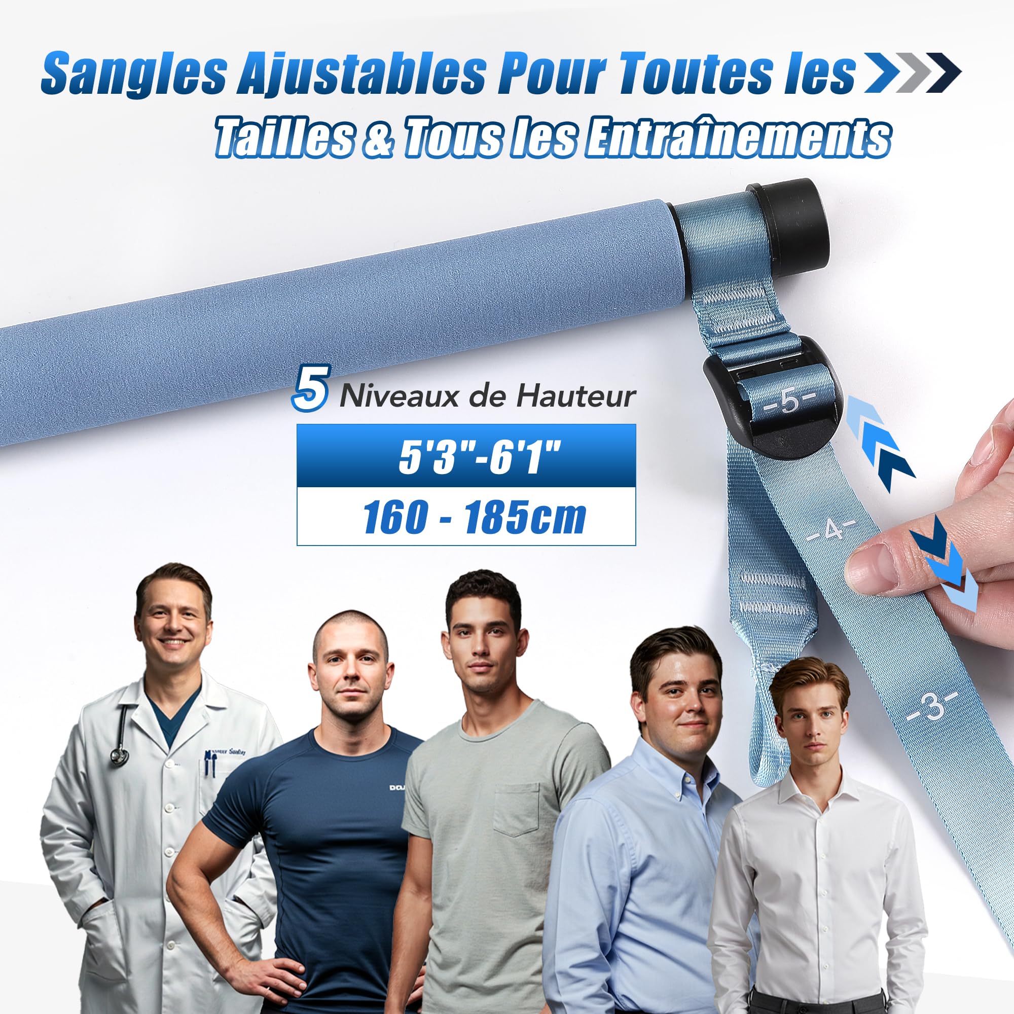 ALongSong Elastiques Musculation Sport Maison - Kit Barre de Pilates pour Homme Femme avec 6 Bandes de Résistance Élastique 20-180Lbs & Ancrage de Porte pour Complet Entraînement Yoga/Musculation