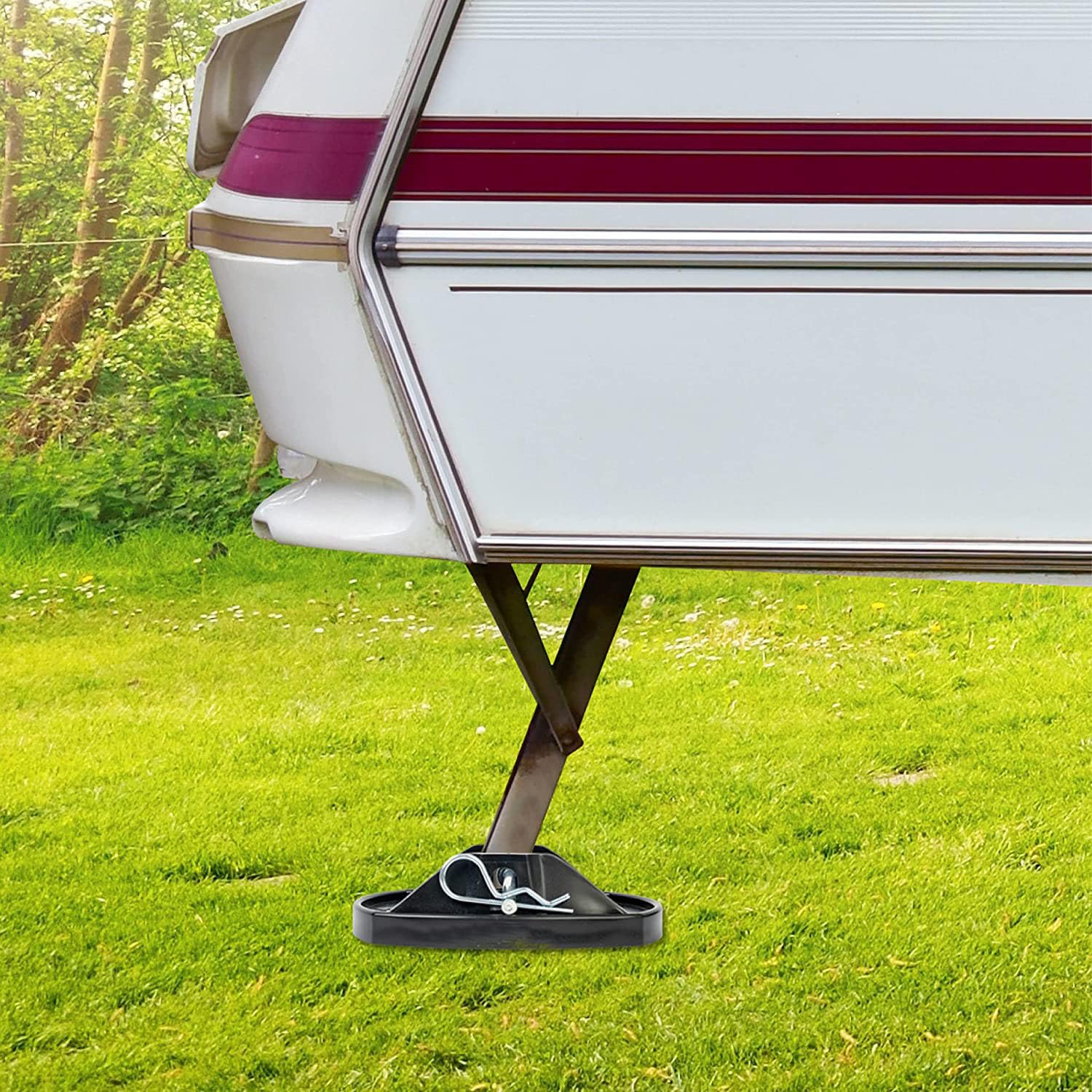 Lot de 6 Patins pour Cric de Caravane Camping-car en Caoutchouc, Stabilisateur de Cric