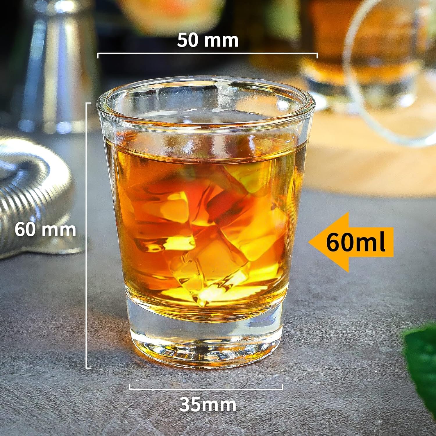 SuproBarware Shot Glasses Set of 6 Bulk 2oz/60ml Clear Round Shot Glass Heavy Base Rock Cups for Cocktails Vodka, Espressos - Image 2