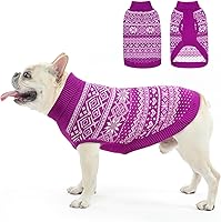 Vista 35 de HOMIMP Suéter de rombos para perros - Ropa cálida de invierno para cachorros, abrigo suave, suéter feo para perros pequeños, medianos y grandes, Azul