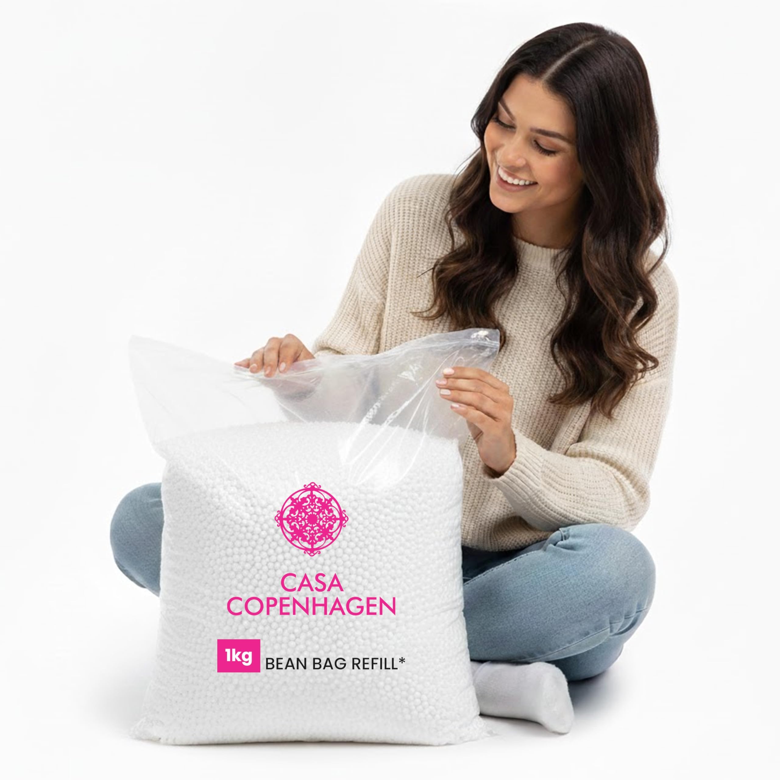Casa Copenhagen Premium Virgin Grade Thermocol Balls Refill for Pillows, Sofa, Bean Bags, Soft Toys & Beans for Bean Bag Refill 1 Kg (White)-image-22
