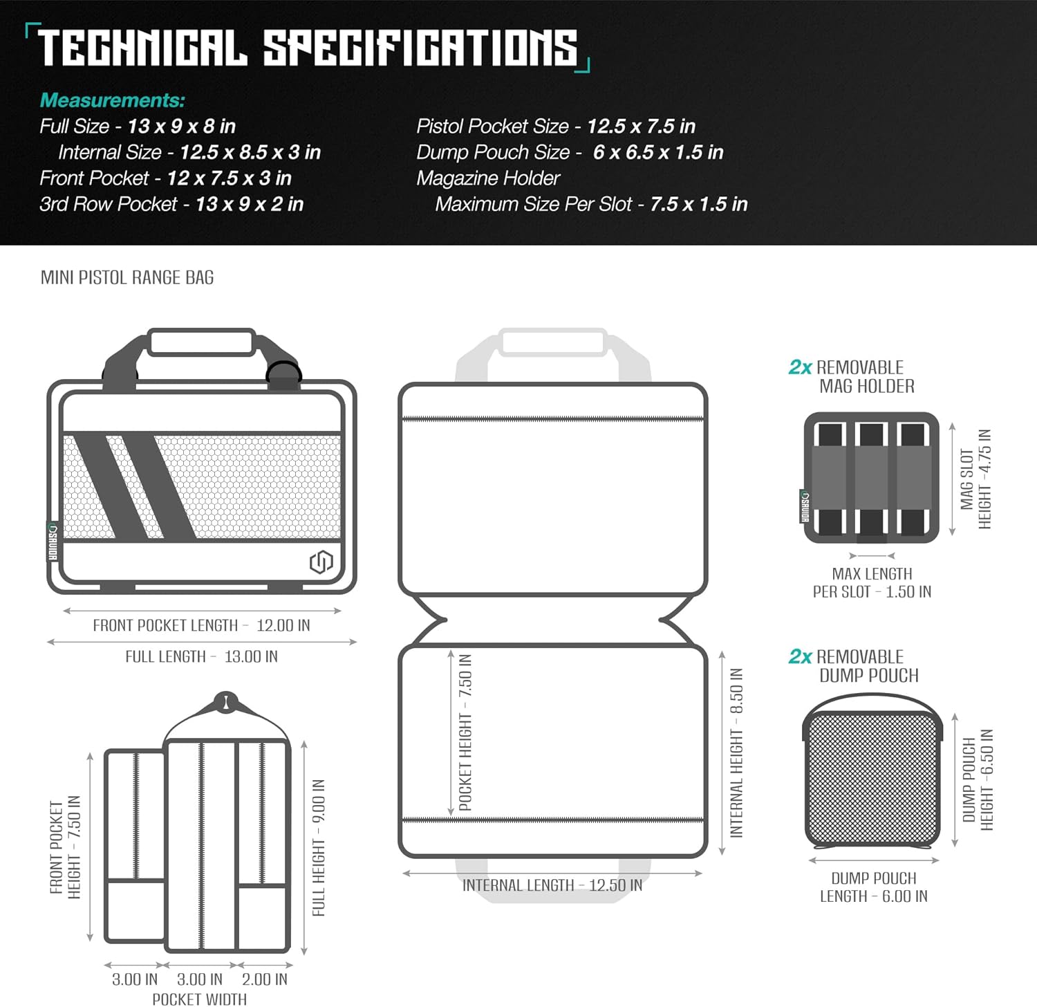 Savior Equipment Specialist Series Mini Range Bag Tactical Dual Pistol Handgun Revolver Hunting Bag Gun Carrying Case, X-Large Compartments w/Lockable Zippers, Deluxe Padded Shoulder Strap Included