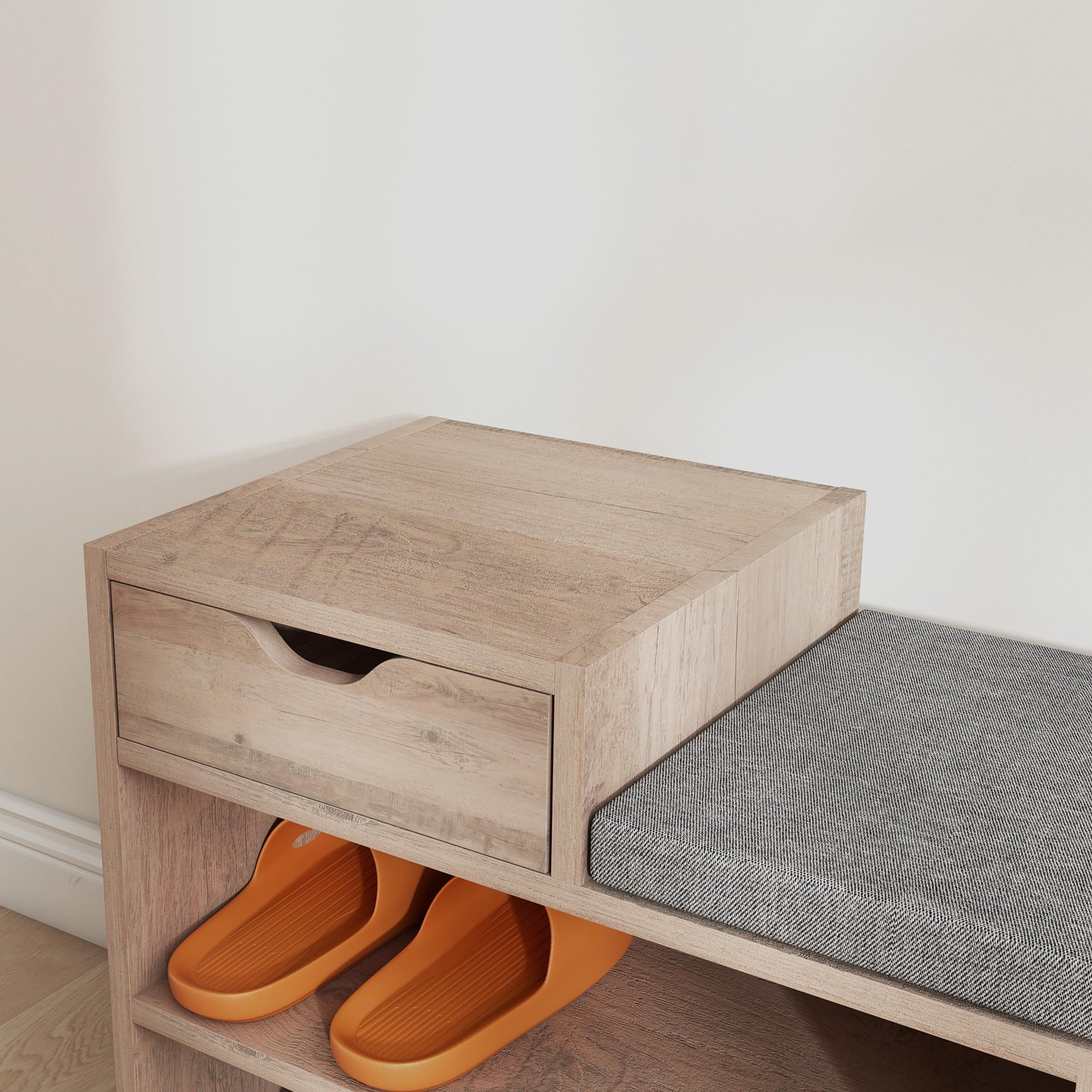 HOMCOM Panca Scarpiera Moderna con 3 Ripiani Aperti, 76.5x30x52 cm, Grigio | Cassetti, Scarpiera Bassa, Truciolato, Poliestere e Spugna