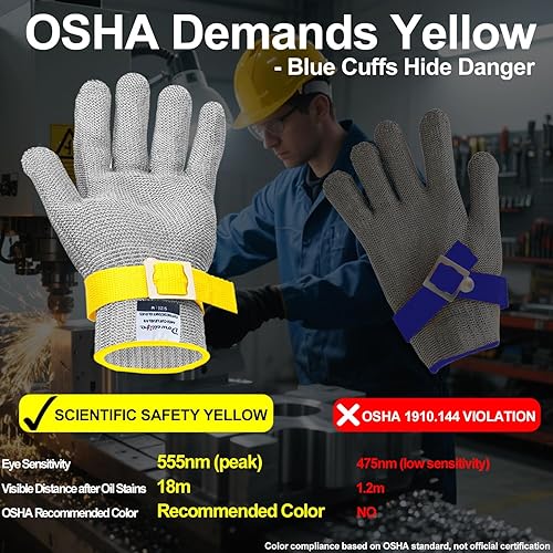 Miniatura 3 de Dowellife ANSI A9 - Guante resistente a los cortes de grado alimenticio, malla de acero inoxidable, guante de corte de cuchillo de metal para