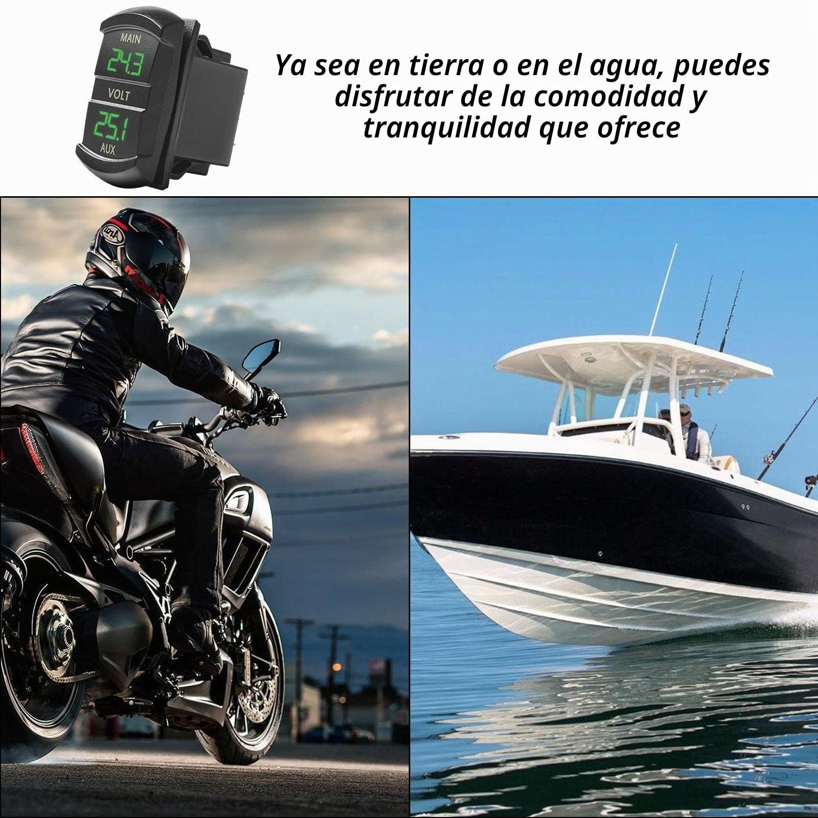 Medidor de voltios de batería dual, voltímetro doble digital LED de 12 V-24 V, probador de medidor de voltaje compatible con coche, camioneta, caravana, camión, paquete de batería Zorq