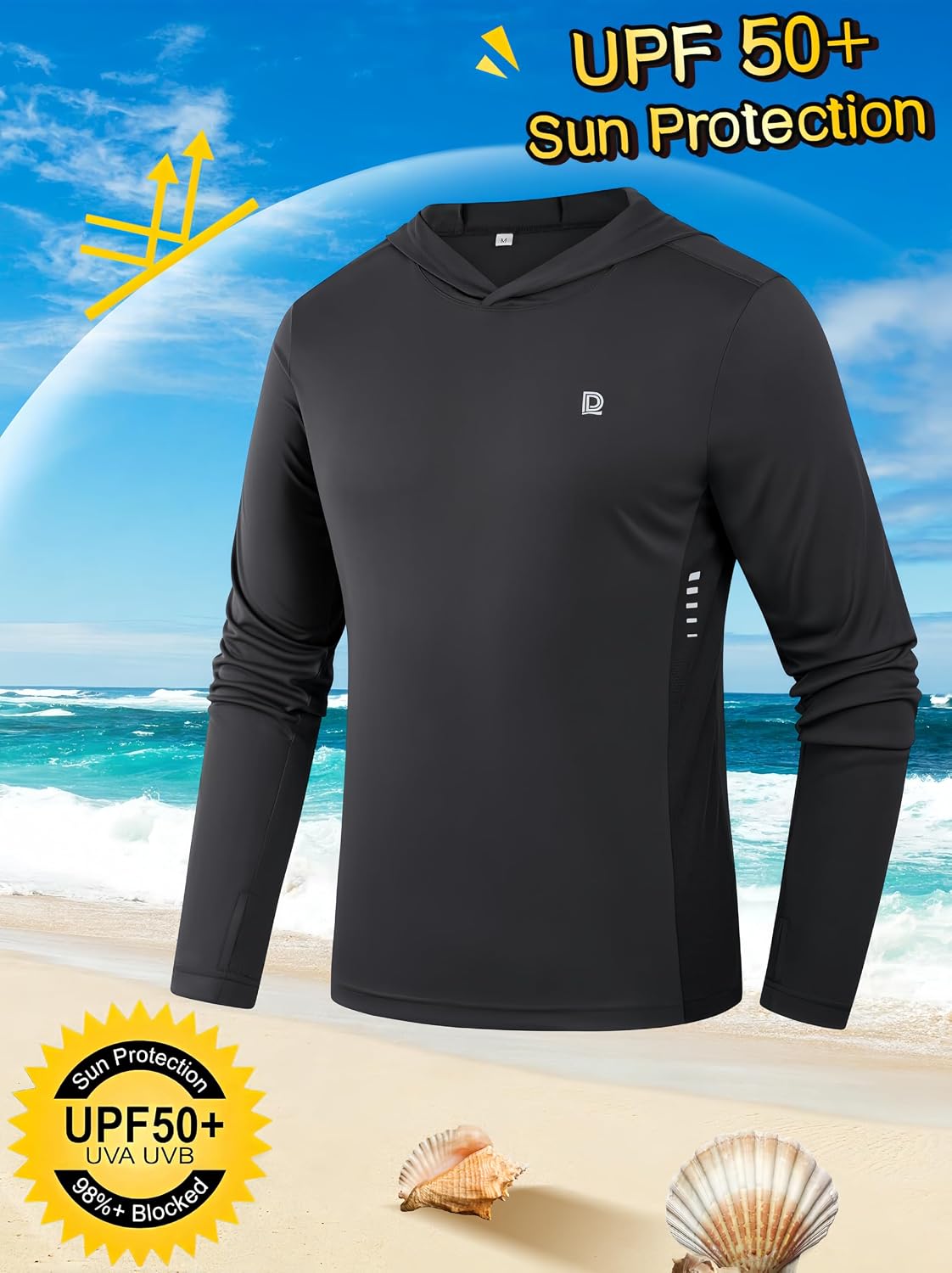 DAXIANG Men's Sun Hoodie UPF 50+ Fishing Shirt Sun Protection Long Sleeve Rash Guard Hiking Outdoor Athletic Quick Dry Shirt image 5