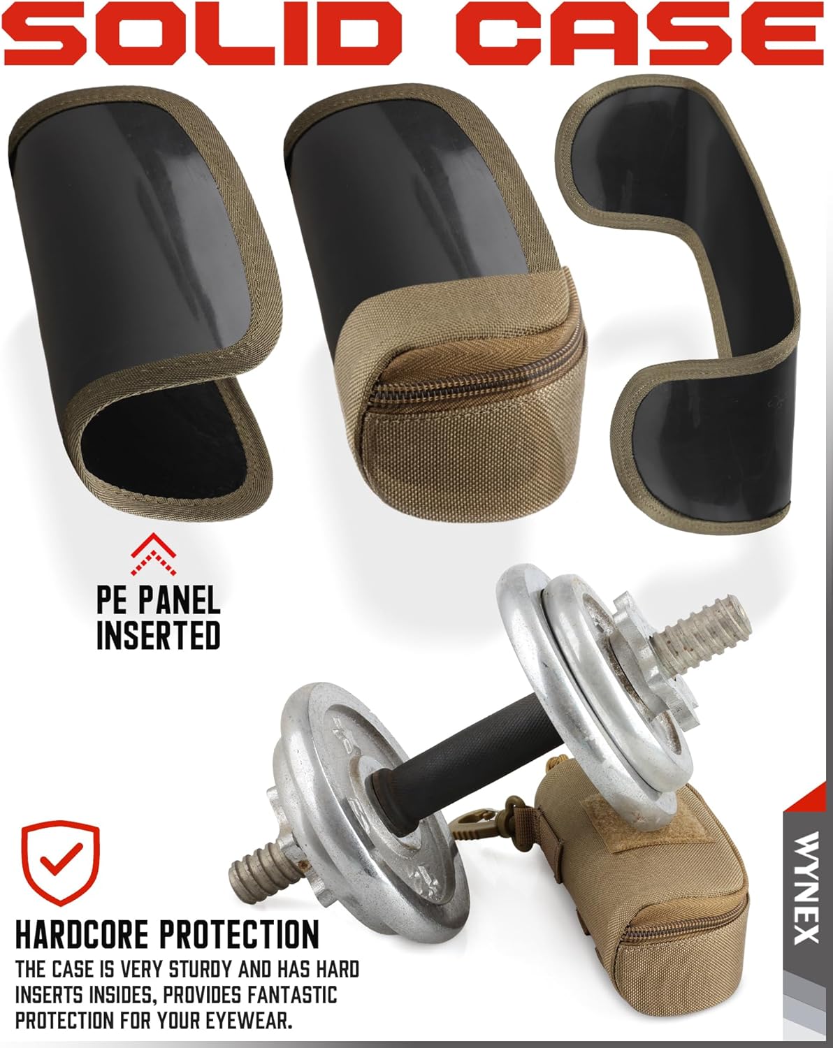 WYNEX Tactical Molle Glasses Pouch, Shockproof Eyeglass Case, Sunglass Case Hard Shell with Patch, Universal Protects Glasses - Image 4