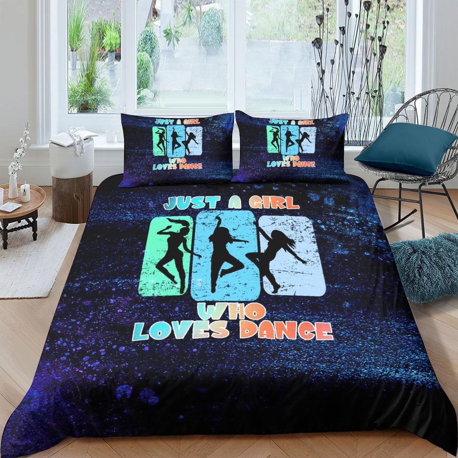 Ctjqhvkz Girls Style-8 3D Printed Dance Silhouette Fitted Sheet Microfiber Soft Bedroom Decor Colorful Mattress Cover Single（135X200cm）