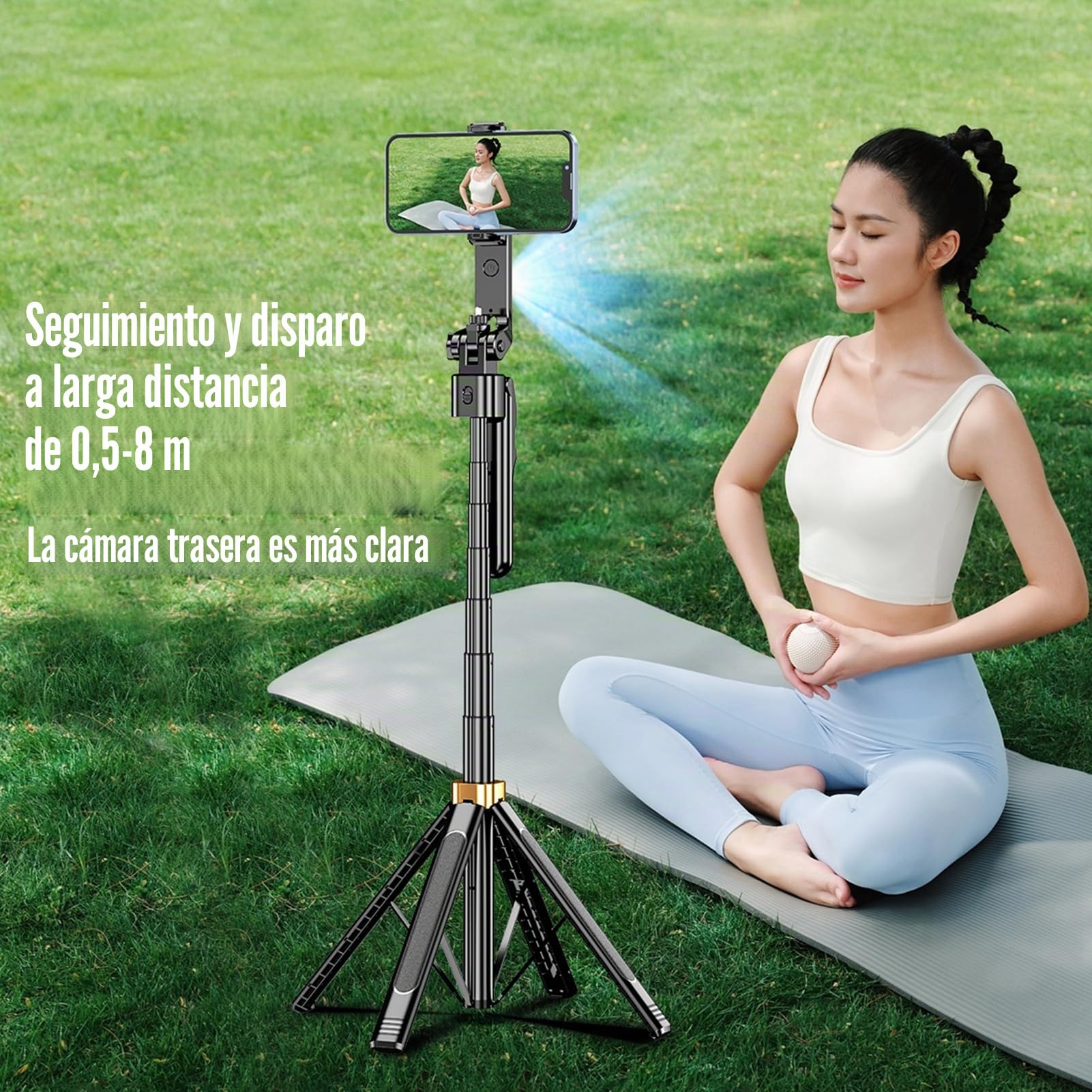 Andoer Trípode para selfie con seguimiento facial automático, 180 cm, trípode para teléfono móvil con tornillo de 1/4 pulgadas, disparador remoto, control de gestos para selfie, transmisión en vivo,