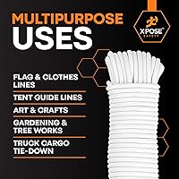 Vista 7 de Tendedero de plástico – Línea de ropa de plástico de 100 pies – Blanco resistente a la intemperie al aire libre – Cable sintético para colgar