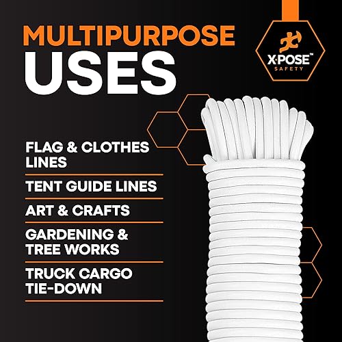 Miniatura 6 de Tendedero de plástico  Línea de ropa de plástico de 100 pies  Blanco resistente a la intemperie al aire libre  Cable sintético para colgar y secar