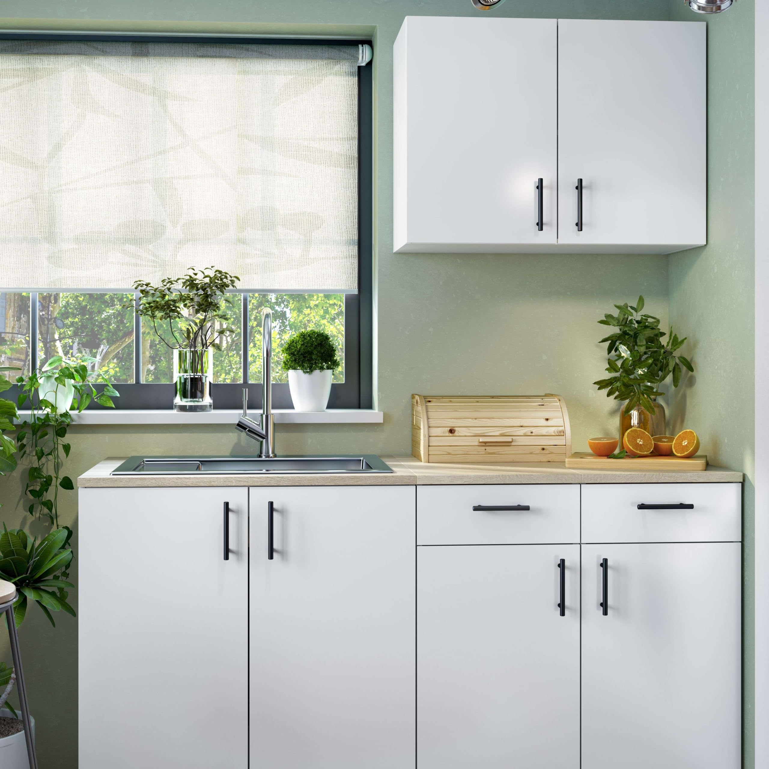 Bricohabitat Módulo Alto de Cocina para Colgar 80 cm Mueble Alto Cocina Suspendido Kira Blanco Brillo 80x59x34 cm