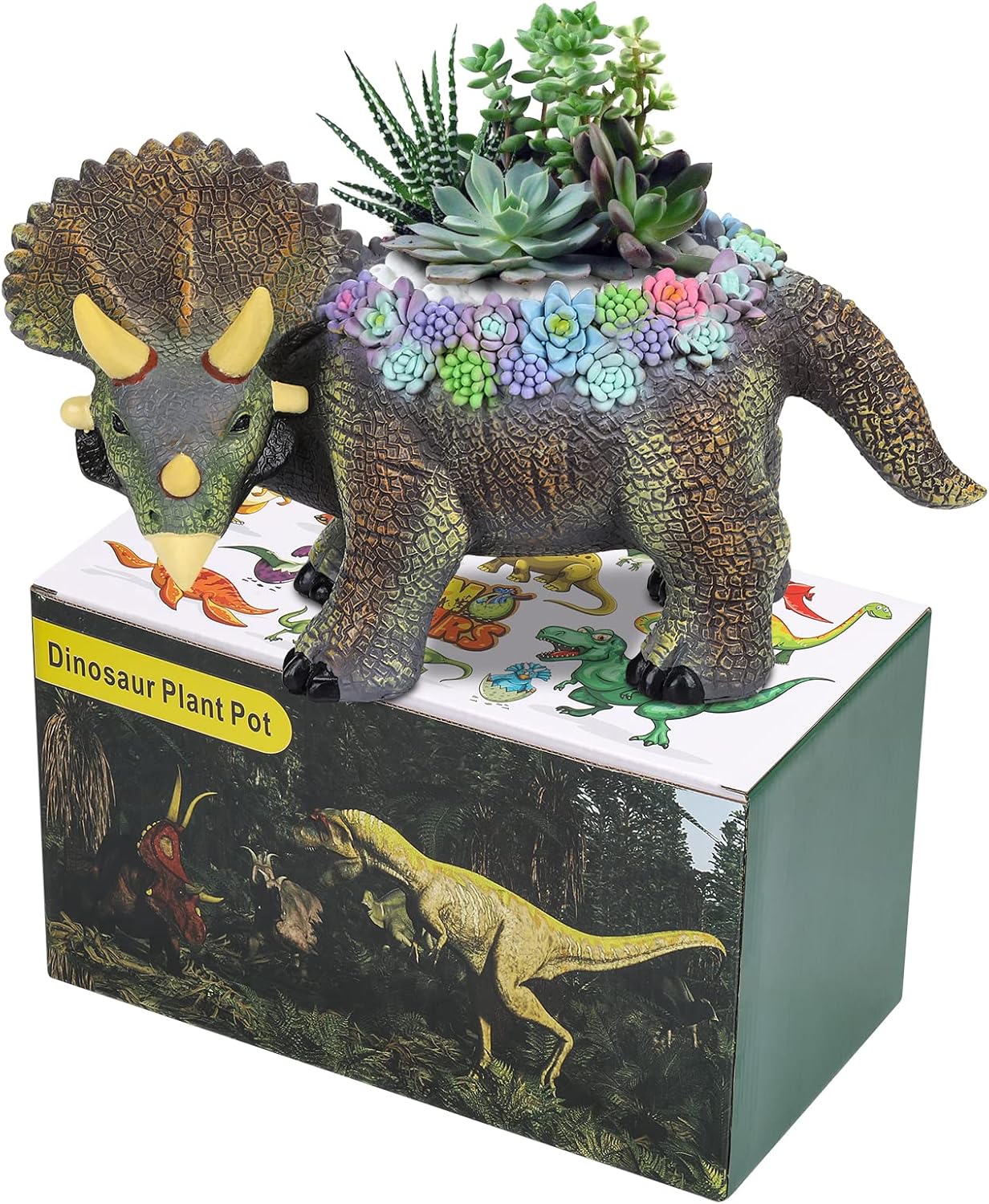 Ycoolle Funny Dinosaur Succulent Pot, Lifelike Dinosaur