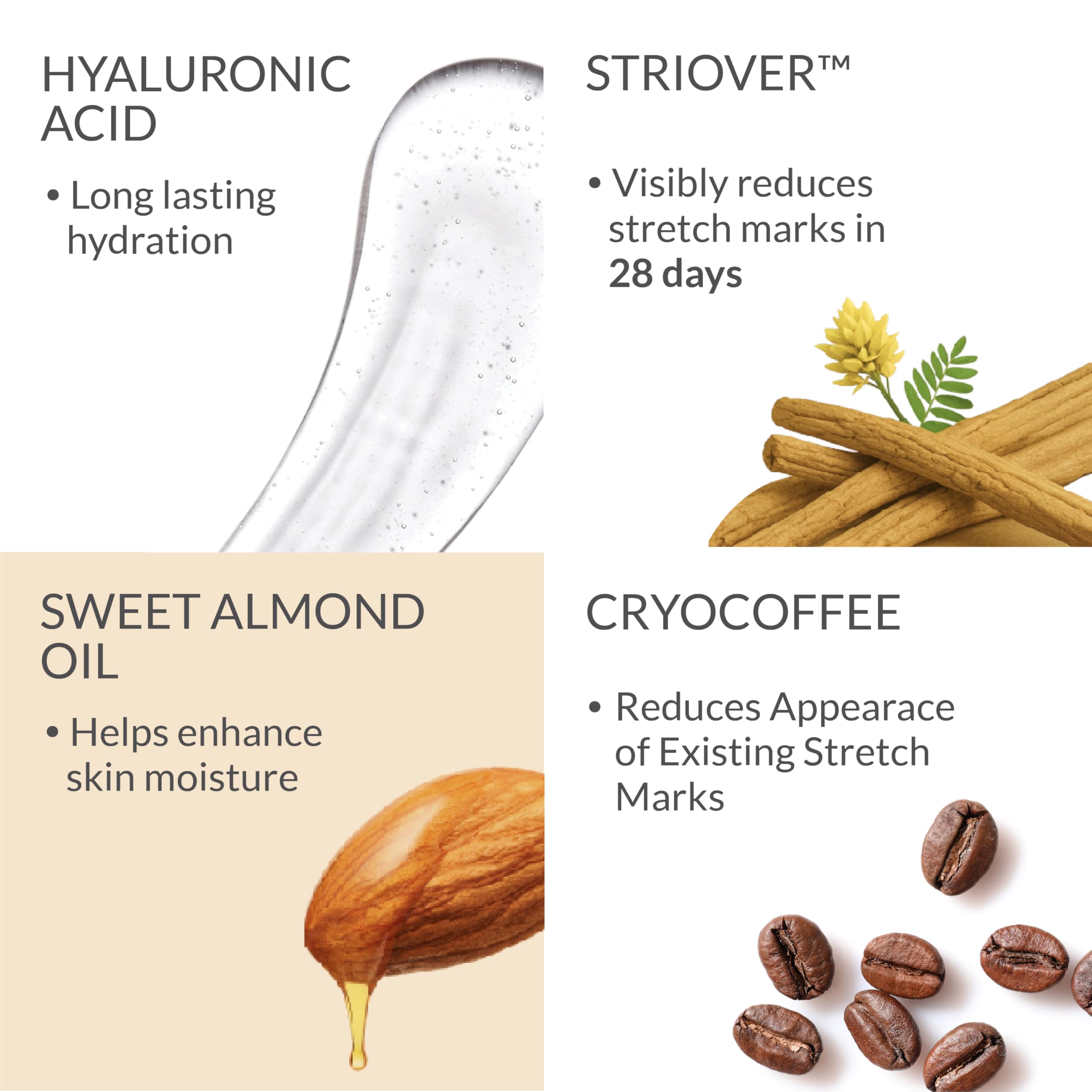AreoVeda Stretch Marks Repair Bundle | Stretch Marks Cream & Oil I Visibly Reduces Stretch Marks In 28 Days I Post-Delivery Skincare Kit | With CryoCoffee & Striover | Lab Tested, Ecocert Certified, & EWG Verified | Non-Greasy & Non-Sticky 3