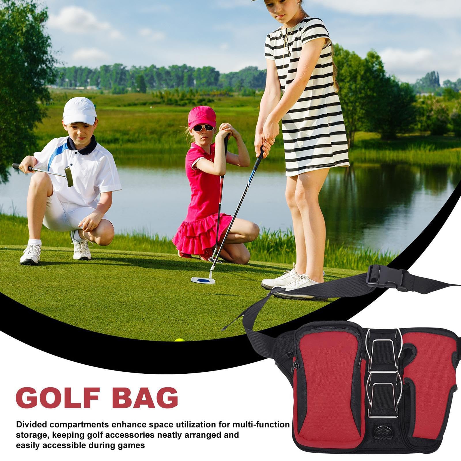 Riñonera de golf de viaje para hombres y mujeres, tela impermeable, cómoda para jugar a diario, para el campo de golf, entrenamiento, bolsa de accesorios de golf