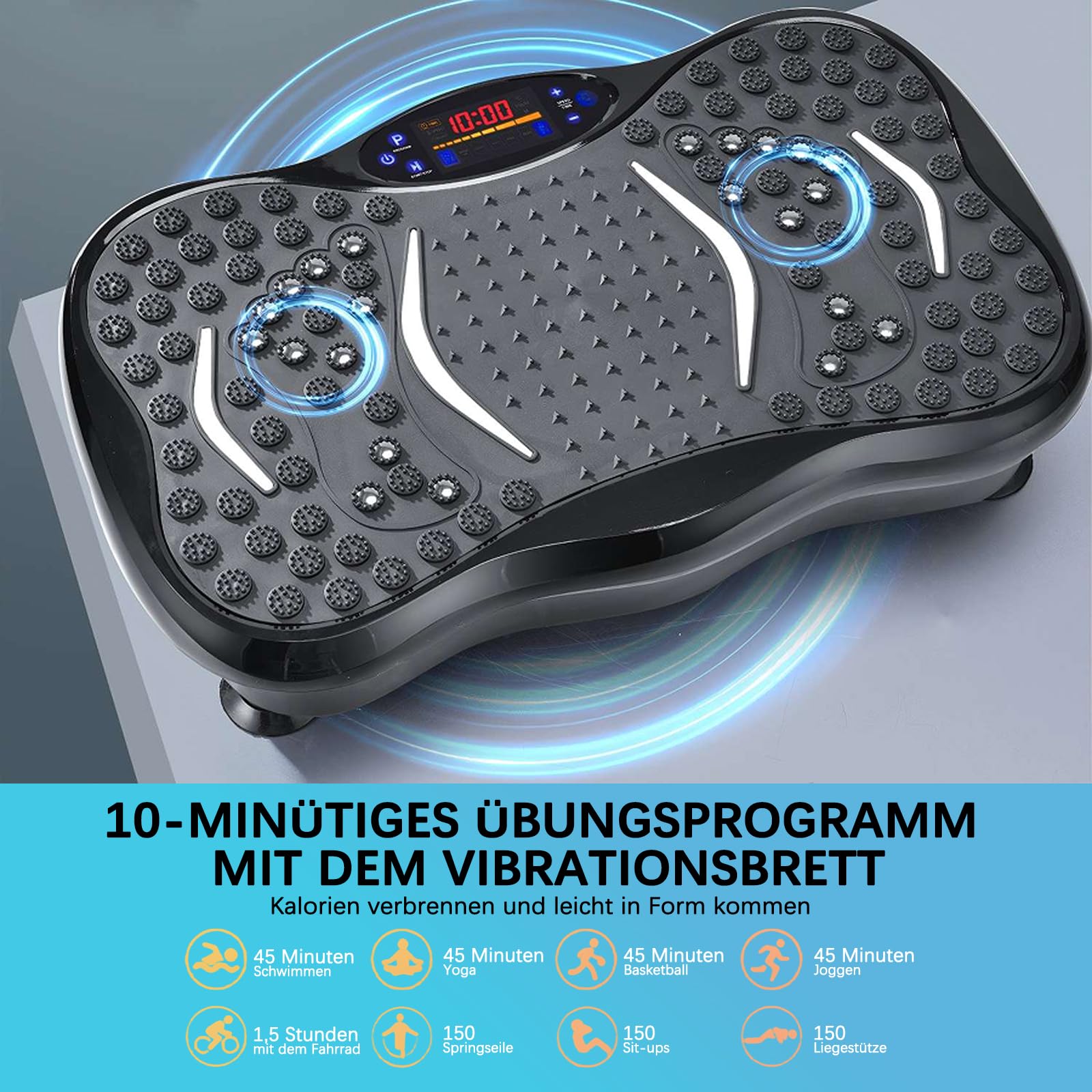 Maszyna do ćwiczeń z płytą wibracyjną, ulepszona platforma wibracyjna fitness do drenażu limfatycznego, regulacja prędkości 120 o udźwigu 204 kg, odpowiednia dla mężczyzn i kobiet, aby schudnąć